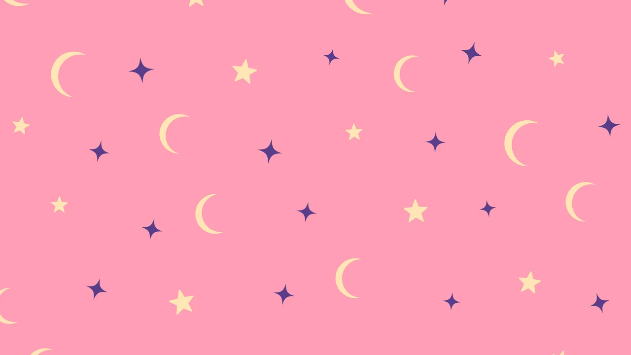 Pink Sunset Moon and Stars Pattern desktop wallpaper in 4K