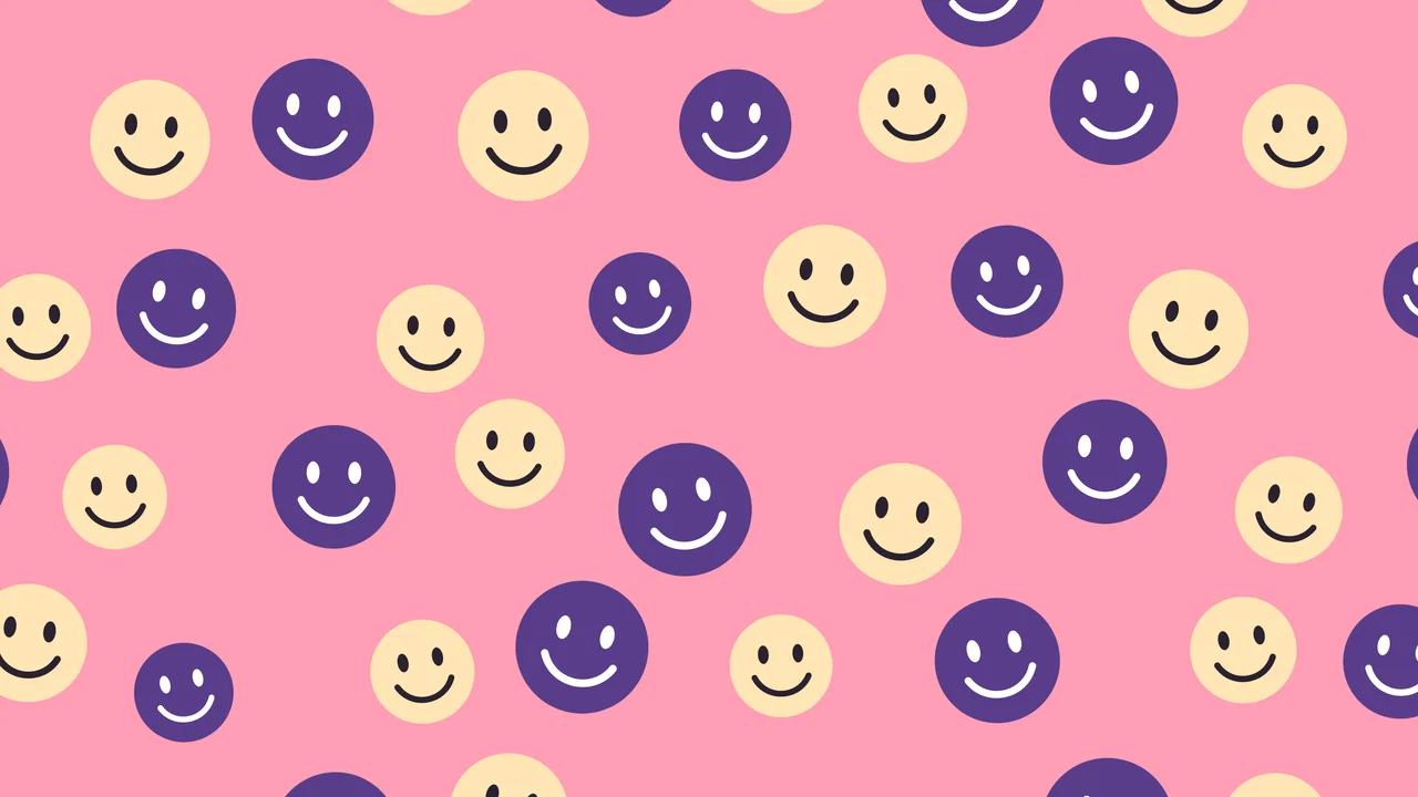 Pink Sunset Smiley Face Pattern desktop wallpaper in 4K