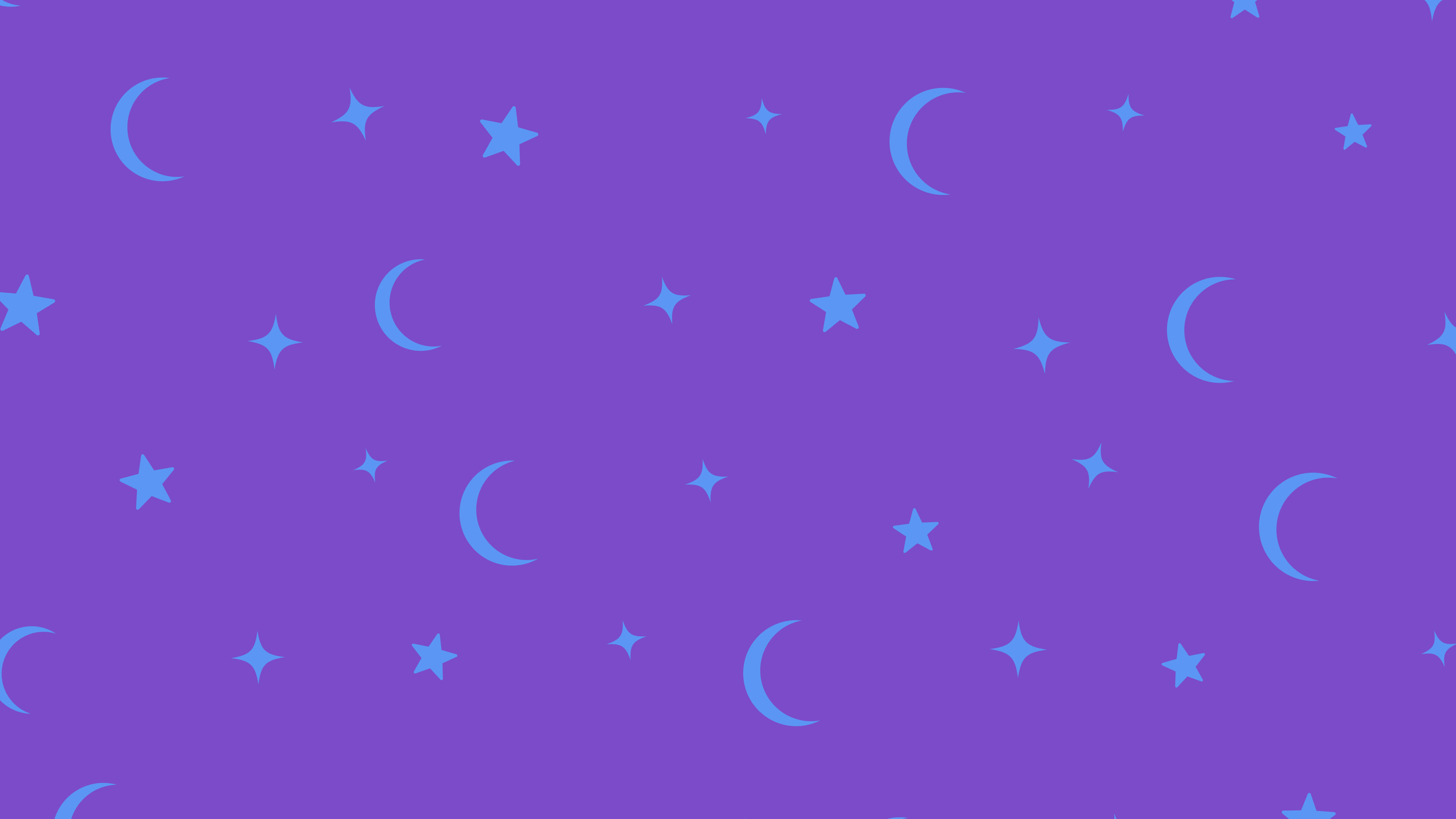 Purple and Blue Moon and Stars Pattern desktop wallpaper in 4K