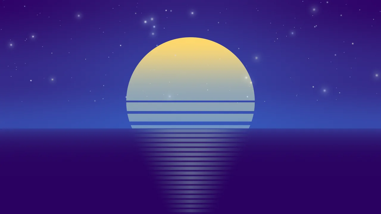 Purple and Blue Retro Striped Sun desktop wallpaper in 4K