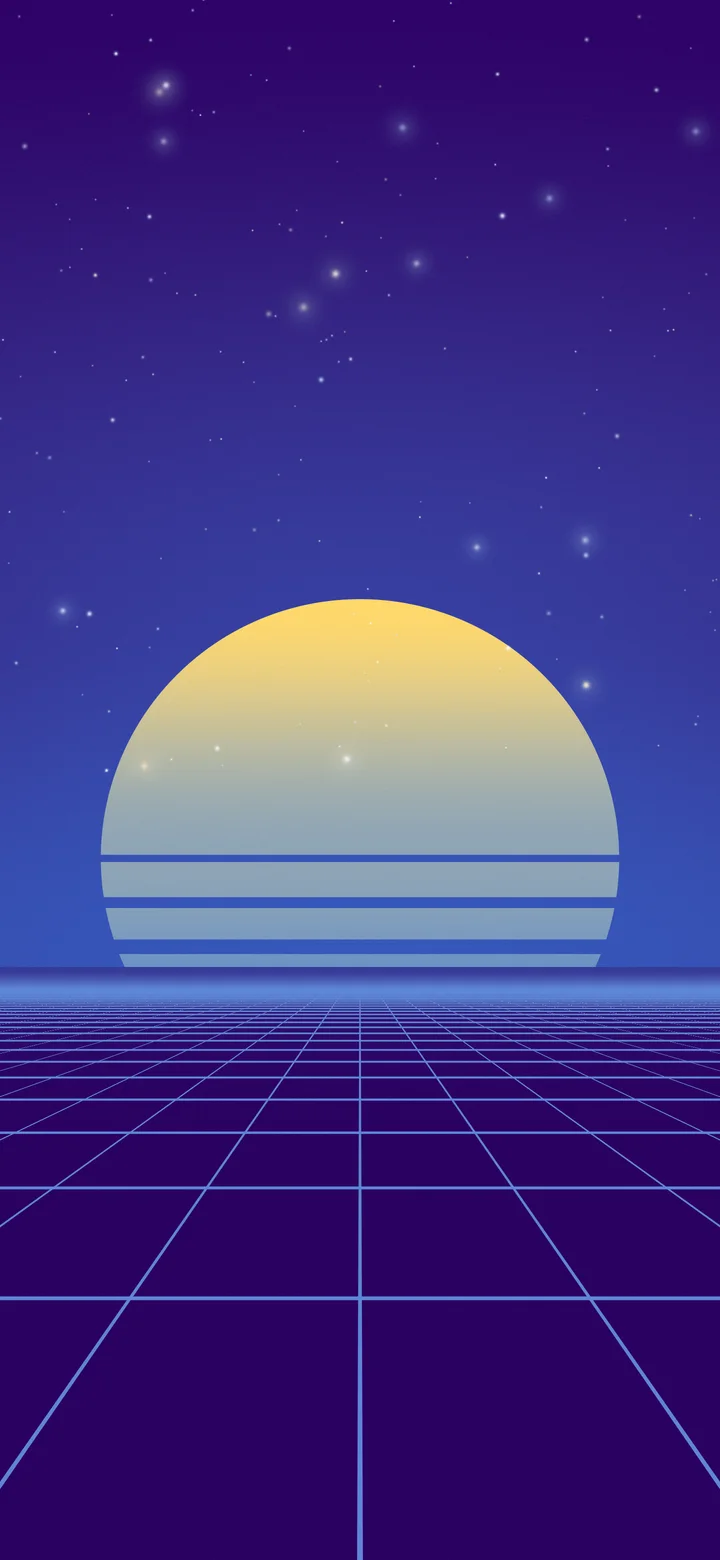 Purple and Blue Synthwave Grid Sunset wallpaper for iPhone and Android