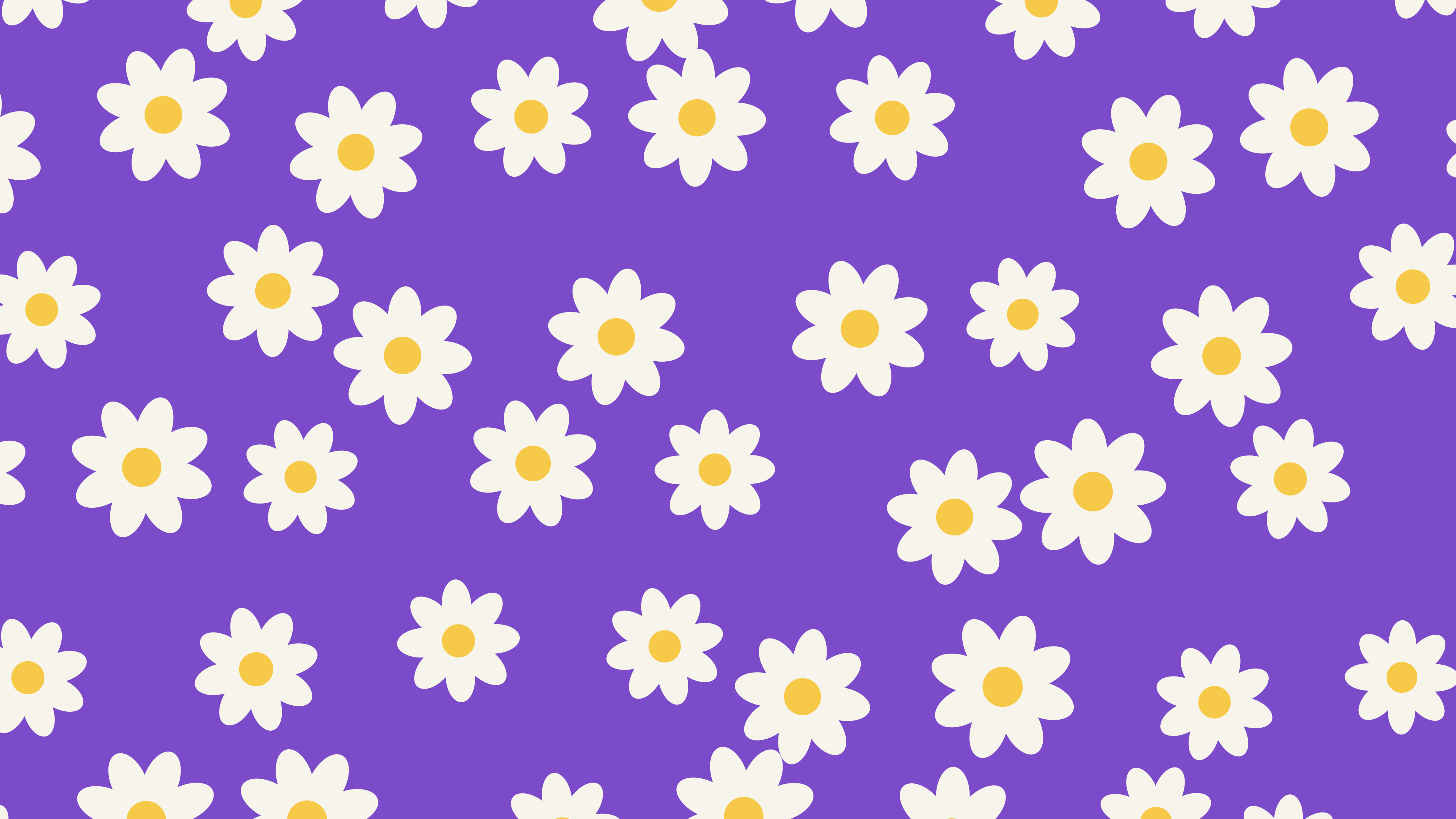 Purple Daisy Flower Pattern desktop wallpaper in 4K