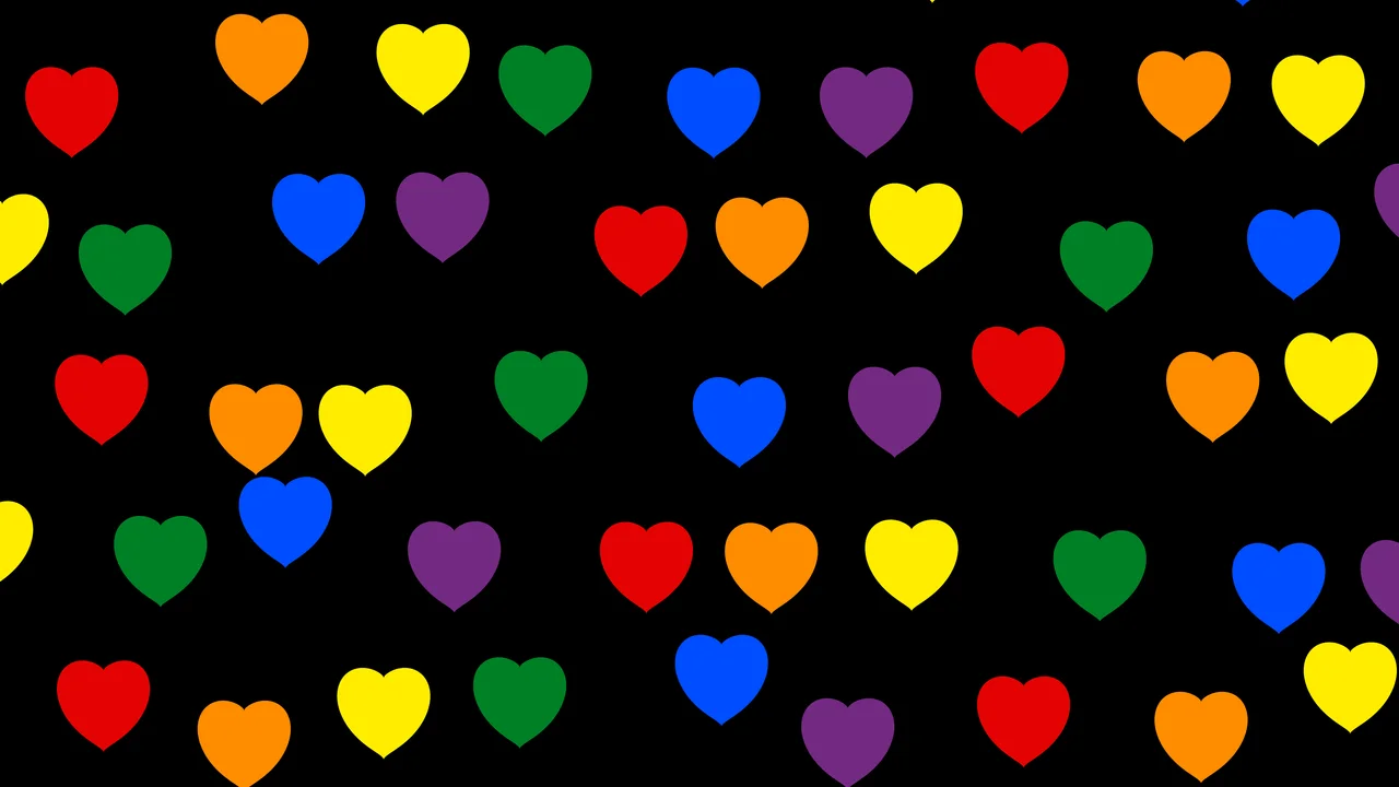 Rainbow Pride Heart Pattern desktop wallpaper in 4K