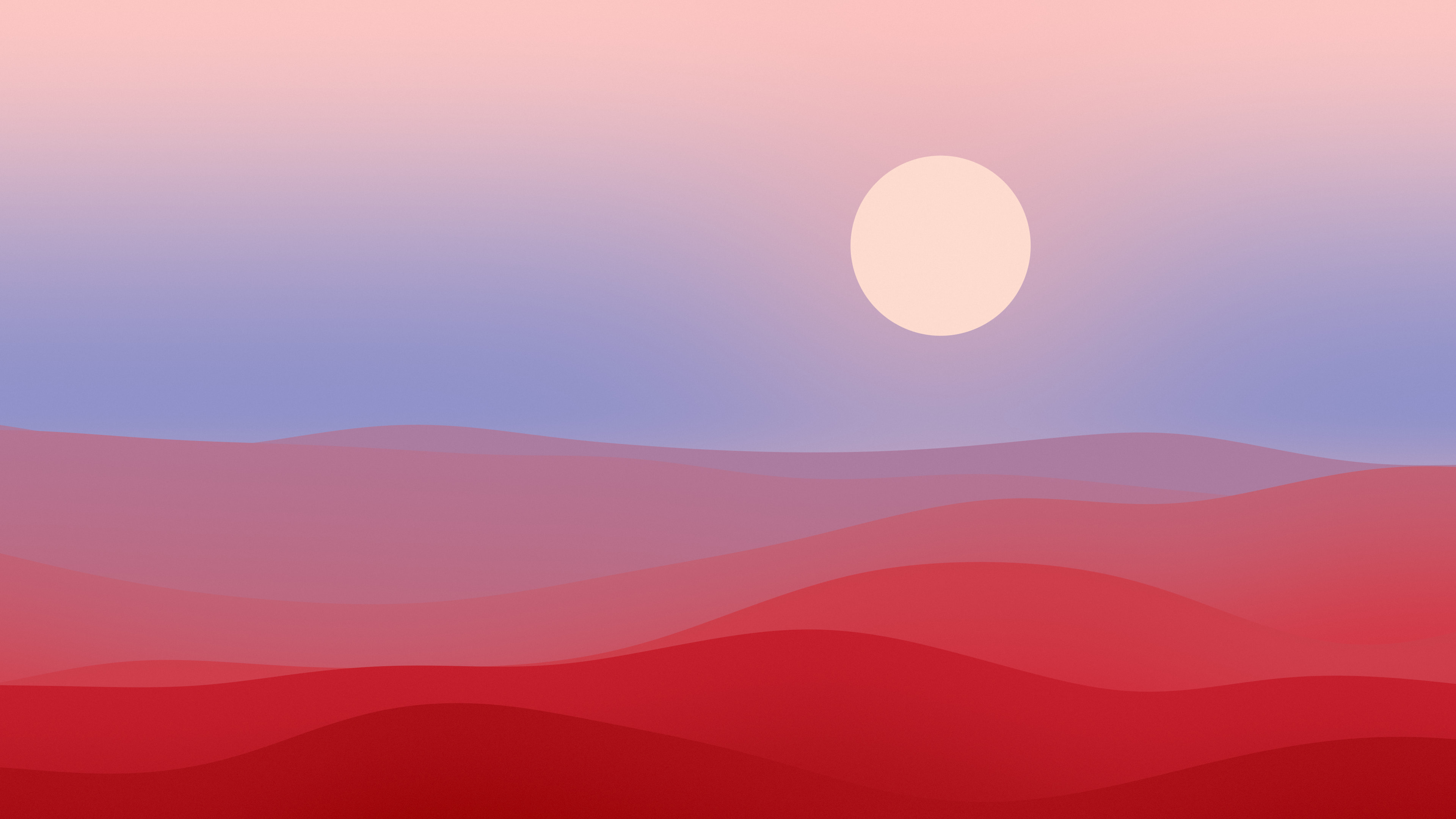 Red and Blue Minimalist Desert Dunes desktop wallpaper in 4K
