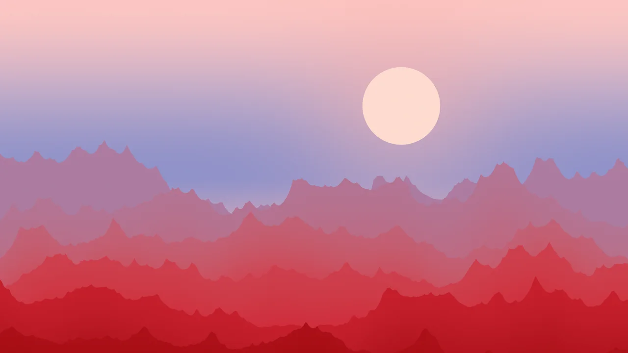 Red and Blue Minimalist Mountain Landscape desktop wallpaper in 4K
