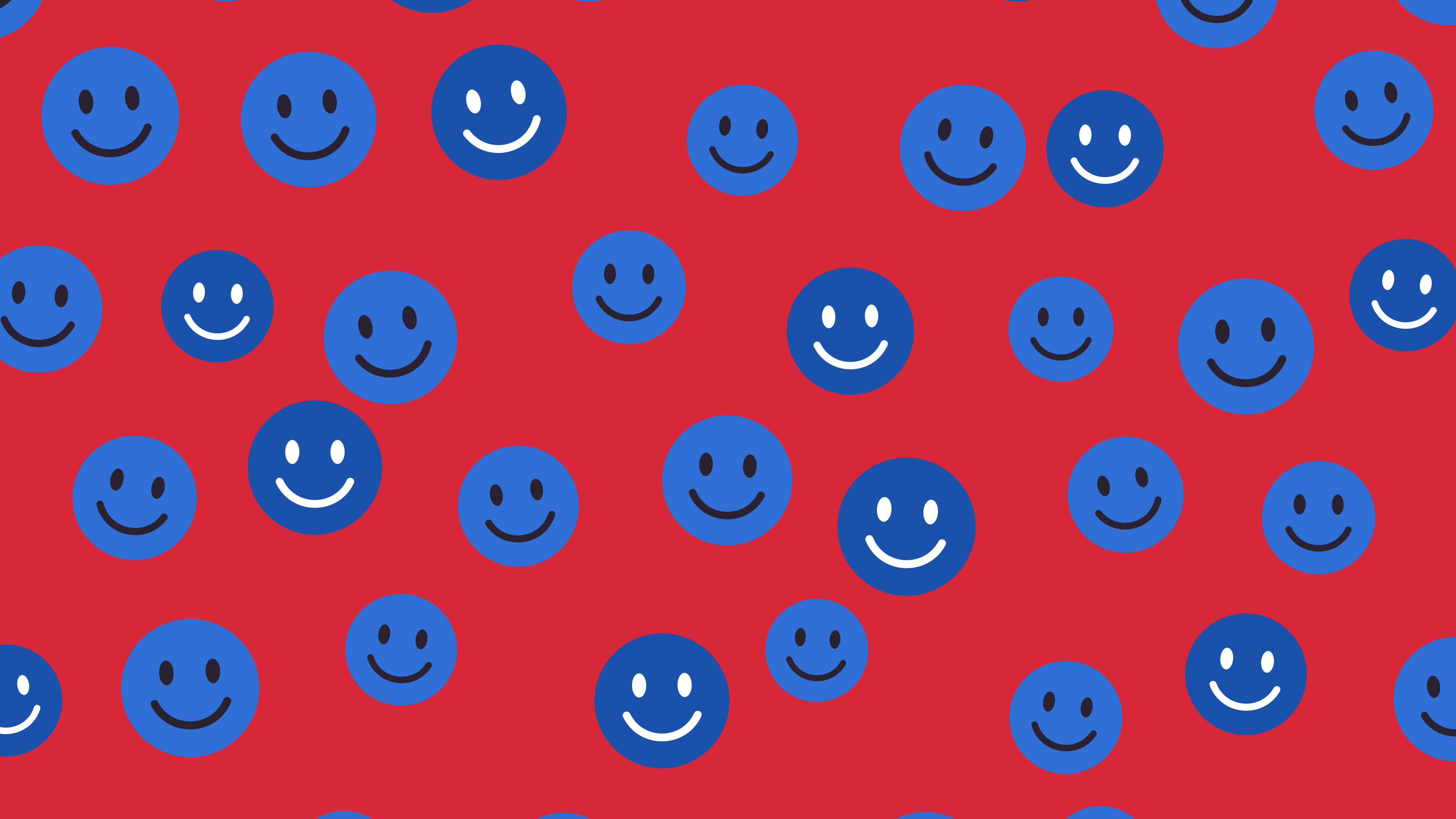 Red and Blue Smiley Face Pattern desktop wallpaper in 4K