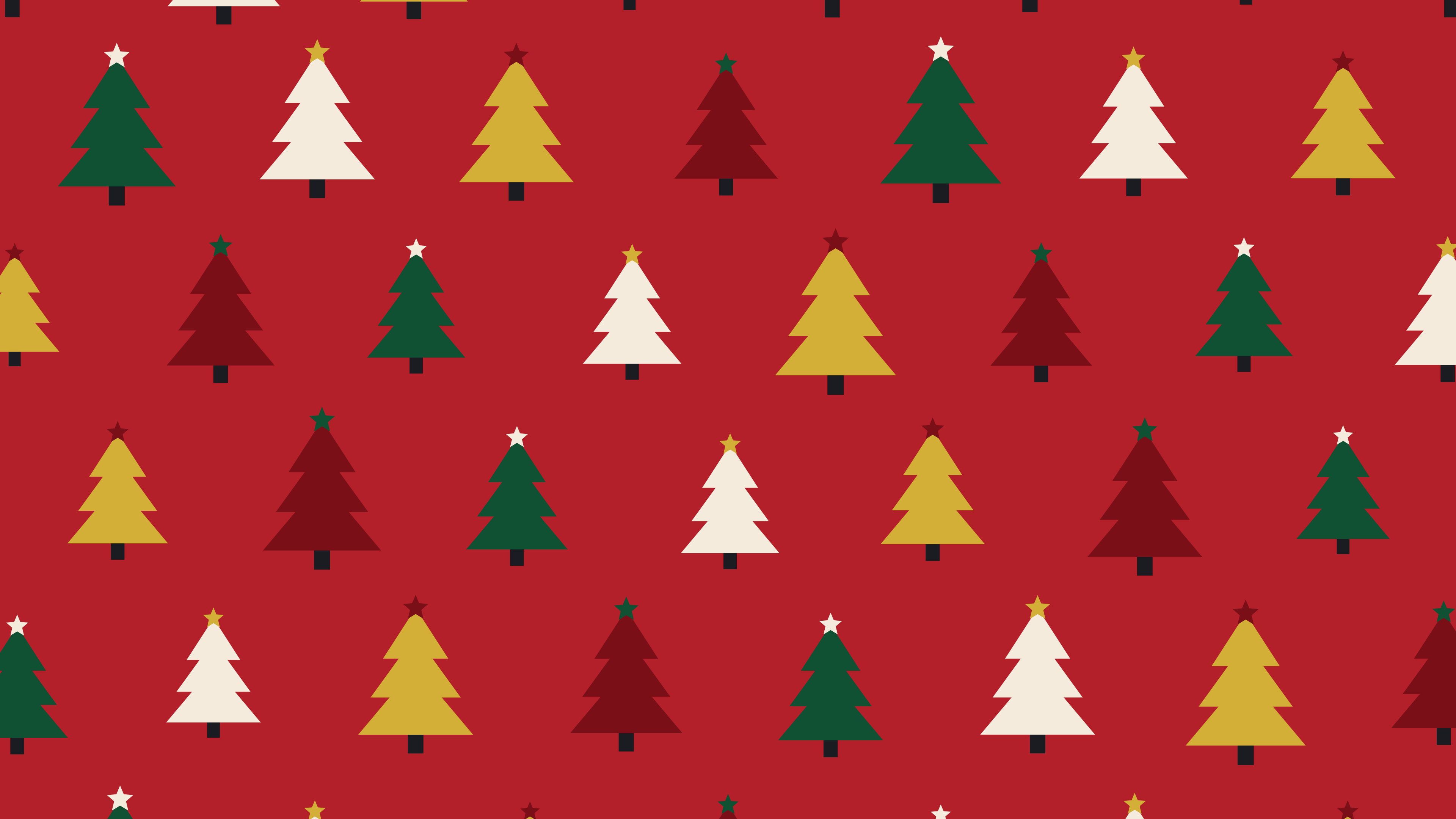Red and Green Christmas Tree Pattern desktop wallpaper in 4K