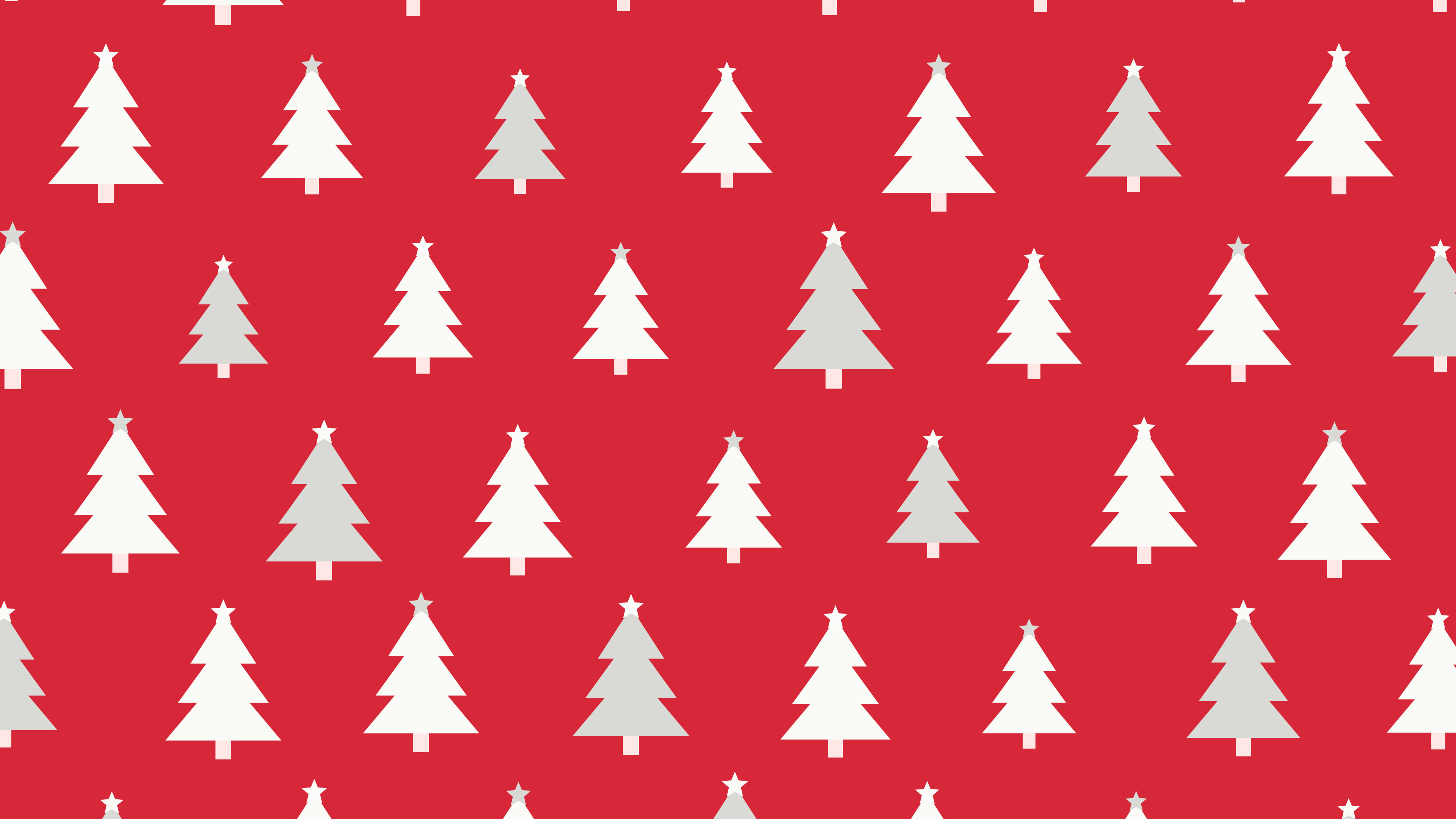 Red and White Christmas Tree Pattern desktop wallpaper in 4K