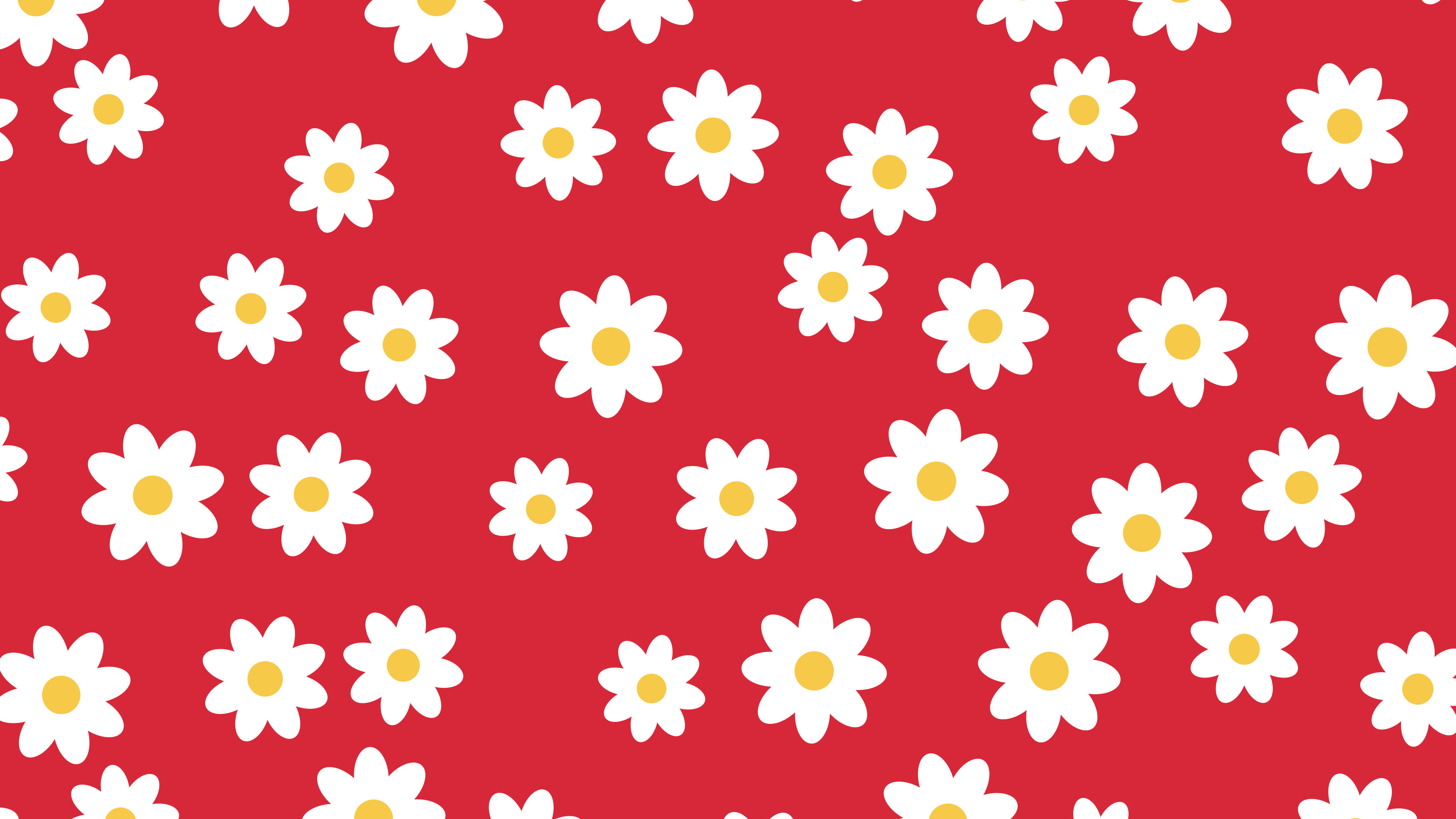 Red Daisy Flower Pattern desktop wallpaper in 4K