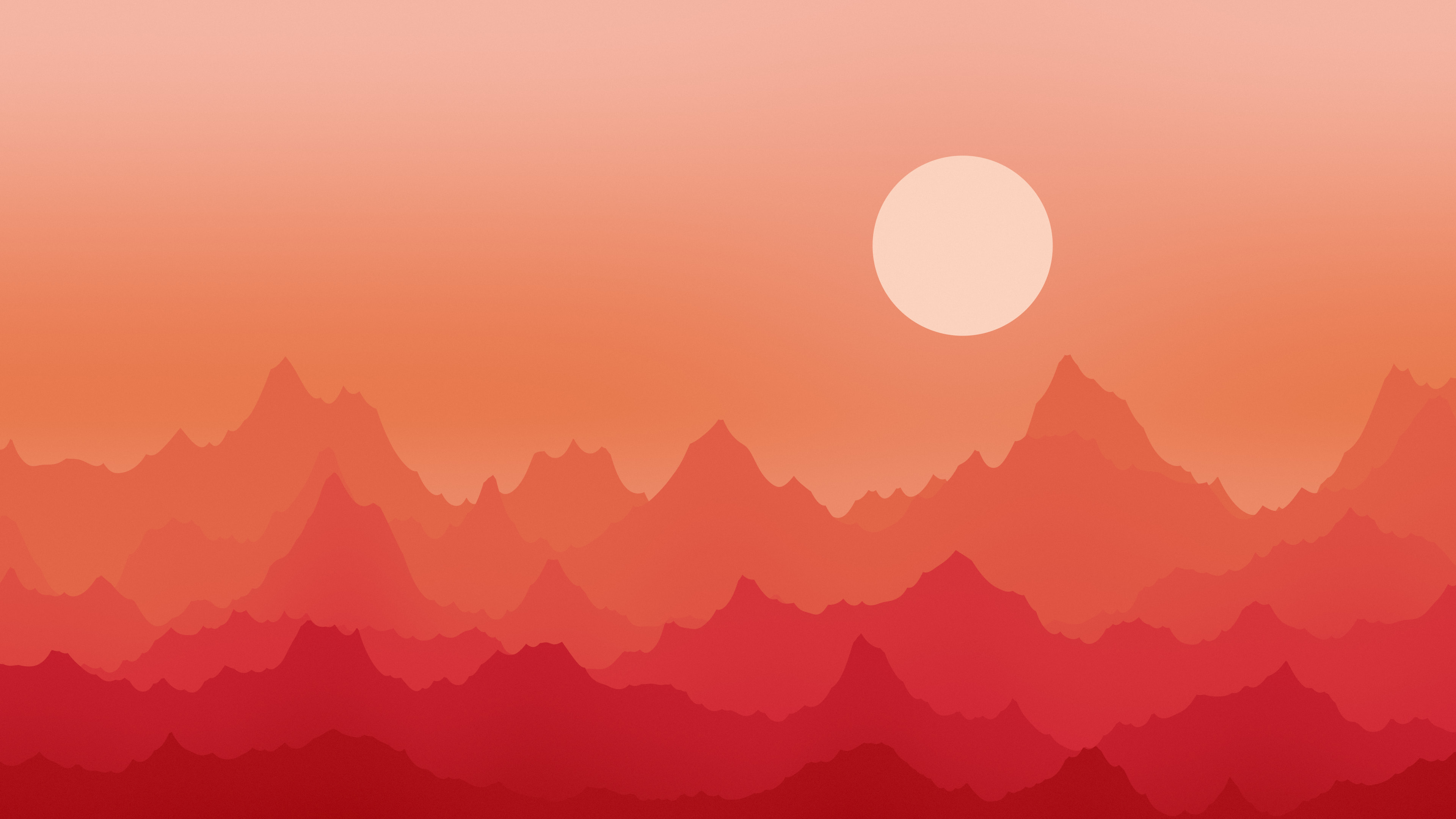 Red Minimalist Mountain Landscape desktop wallpaper in 4K