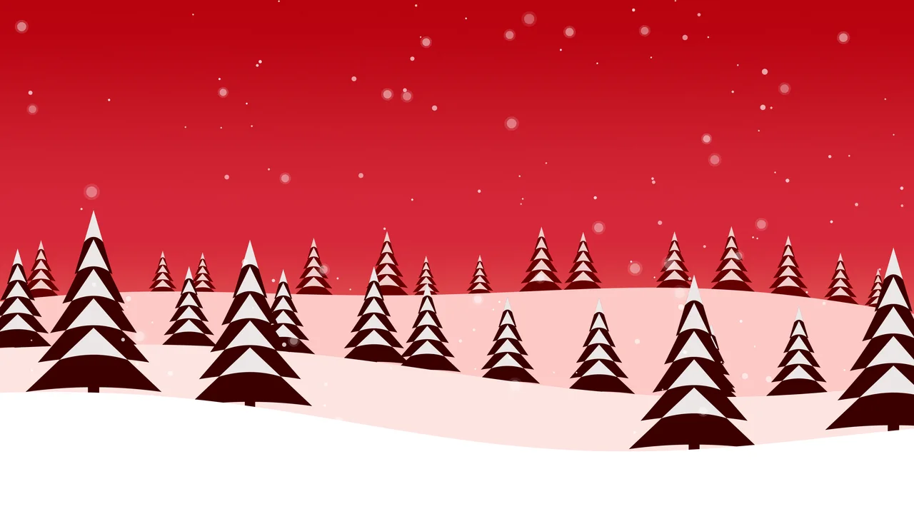 Red Snowy Forest desktop wallpaper in 4K