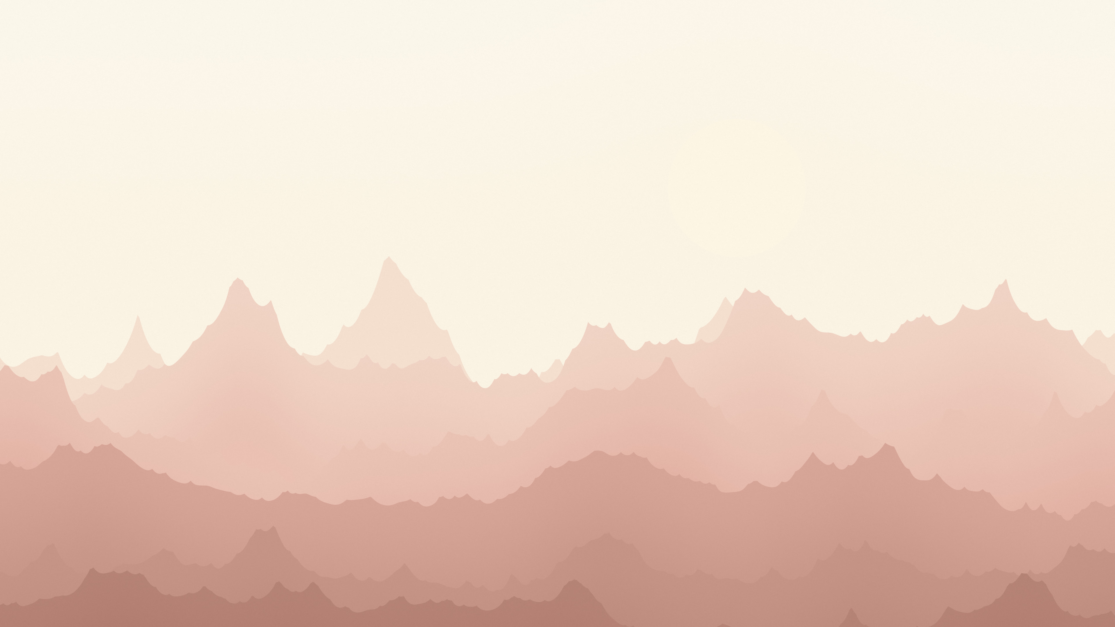 Rose Gold and Cream Minimalist Mountain Landscape desktop wallpaper in 4K