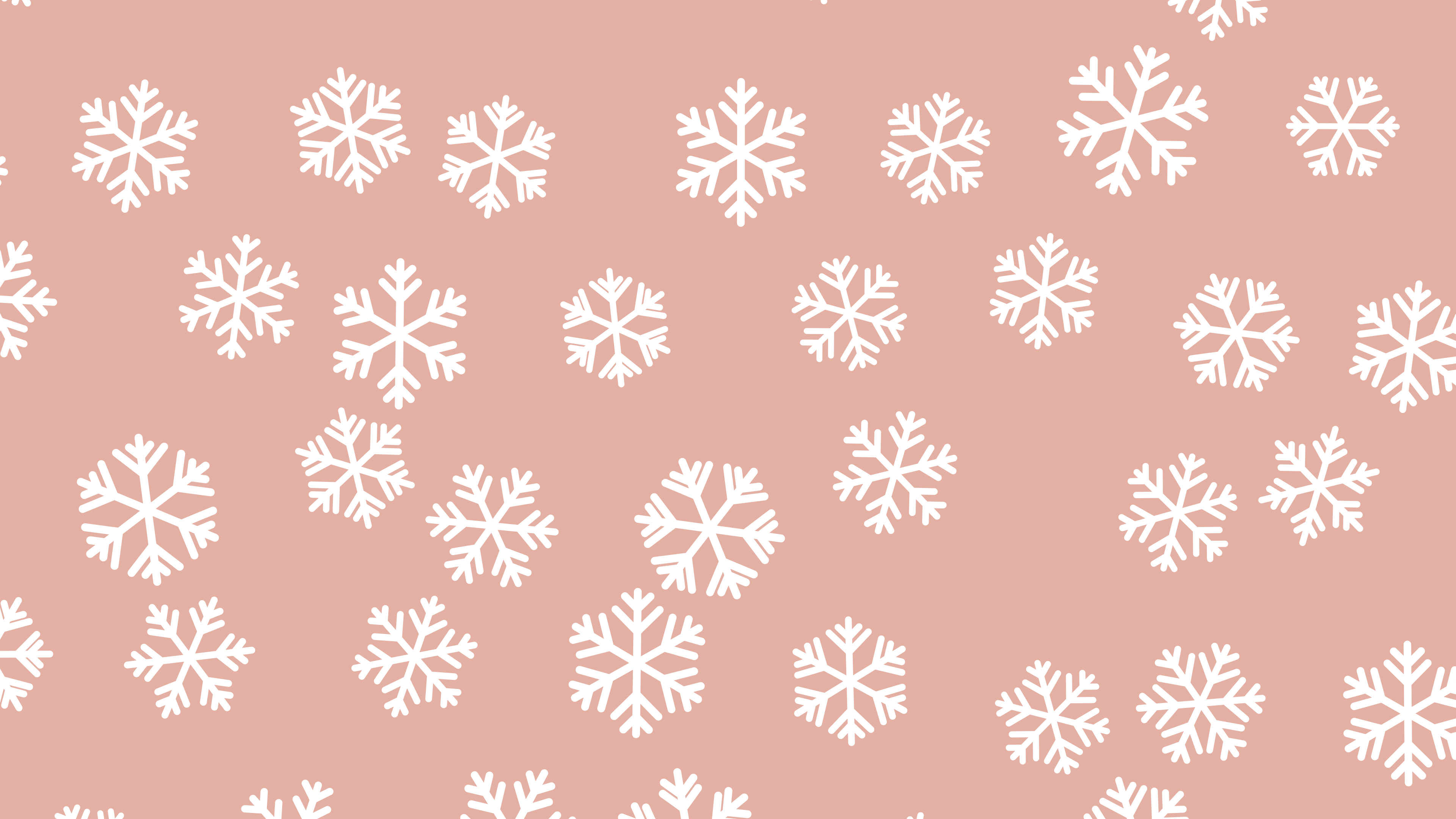 Rose Gold Christmas Snowflake Pattern desktop wallpaper in 4K
