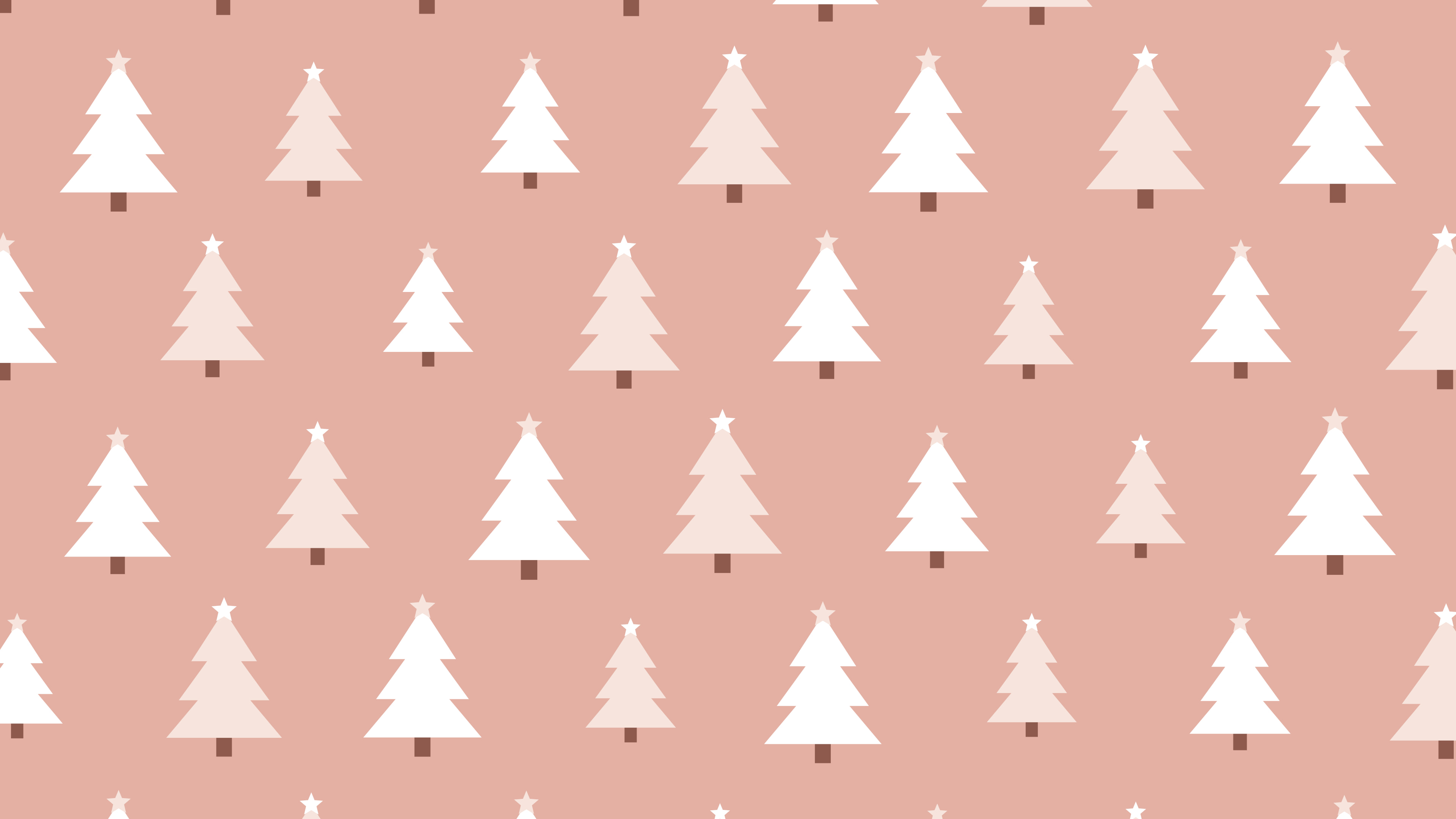 Rose Gold Christmas Tree Pattern desktop wallpaper in 4K
