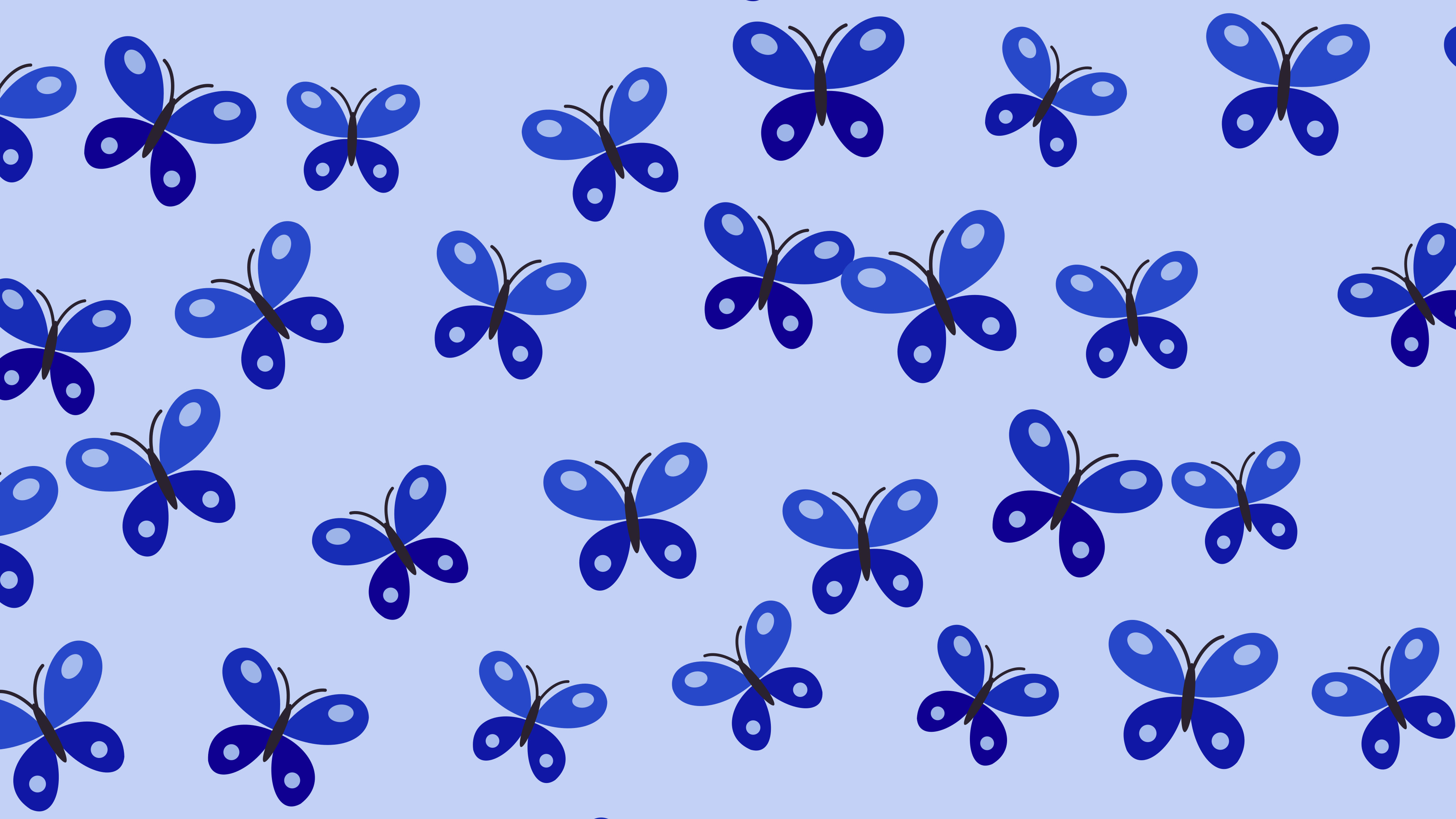Royal Blue Butterfly Pattern desktop wallpaper in 4K