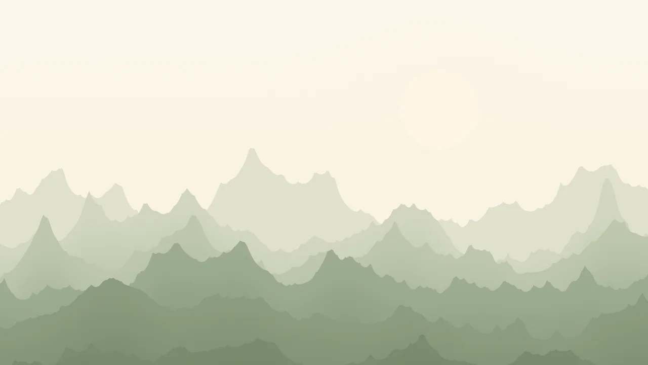 Sage Green and Cream Minimalist Mountain Landscape desktop wallpaper in 4K