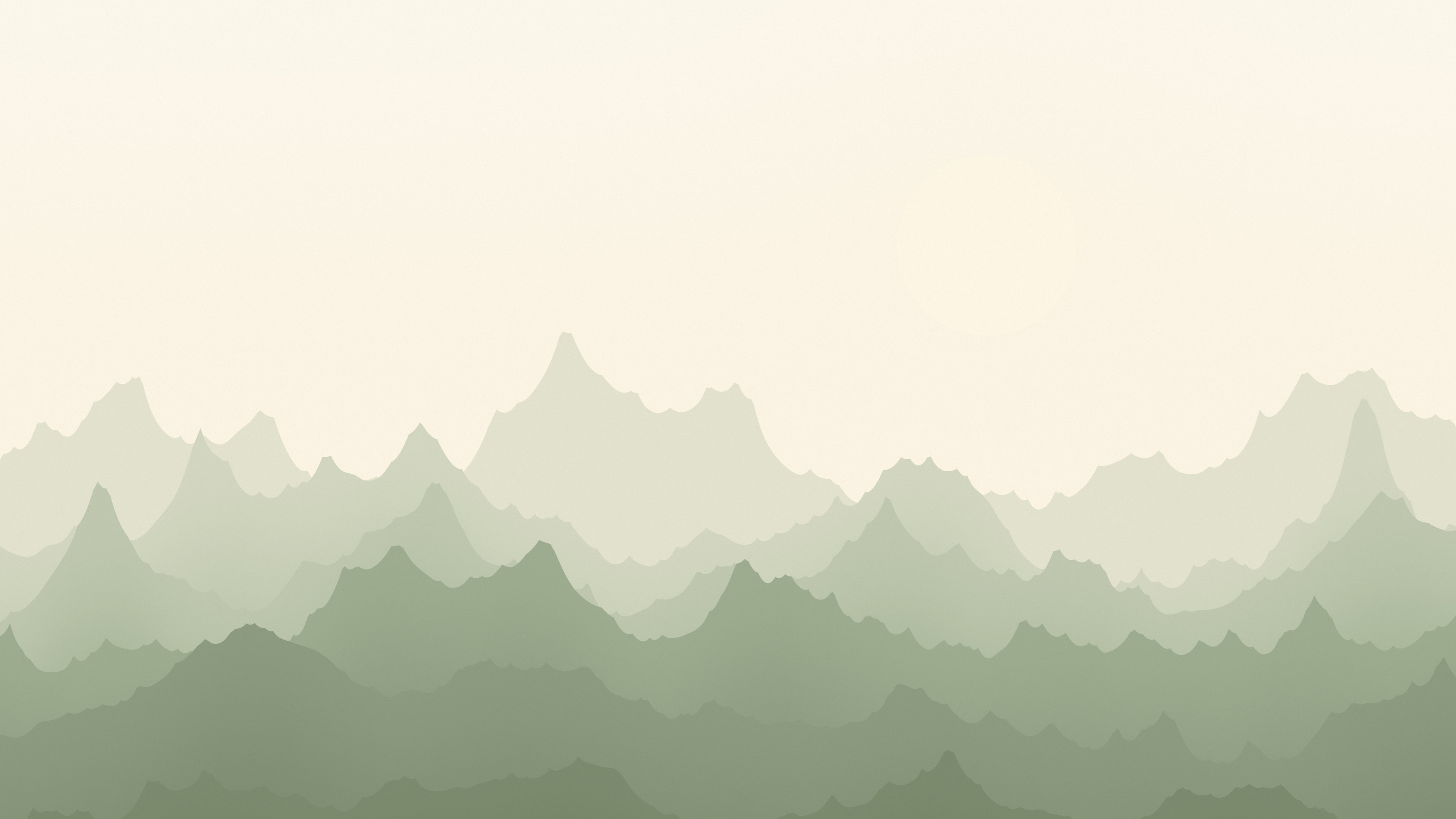 Sage Green and Cream Minimalist Mountain Landscape desktop wallpaper in 4K