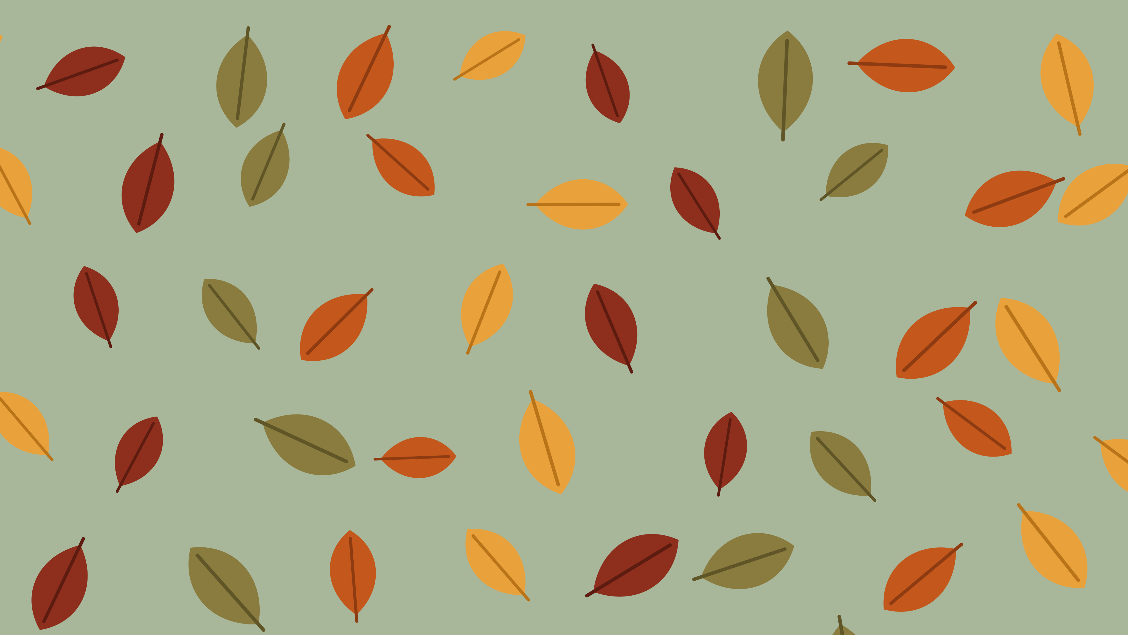 Sage Green Autumn Leaves Pattern desktop wallpaper in 4K