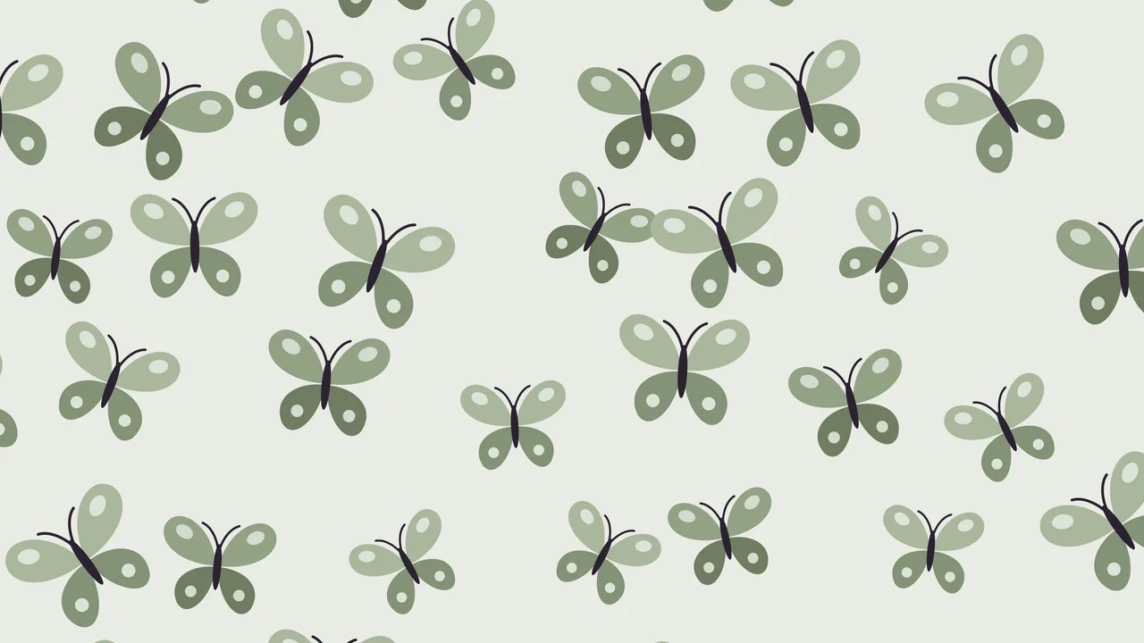 Sage Green Butterfly Pattern desktop wallpaper in 4K