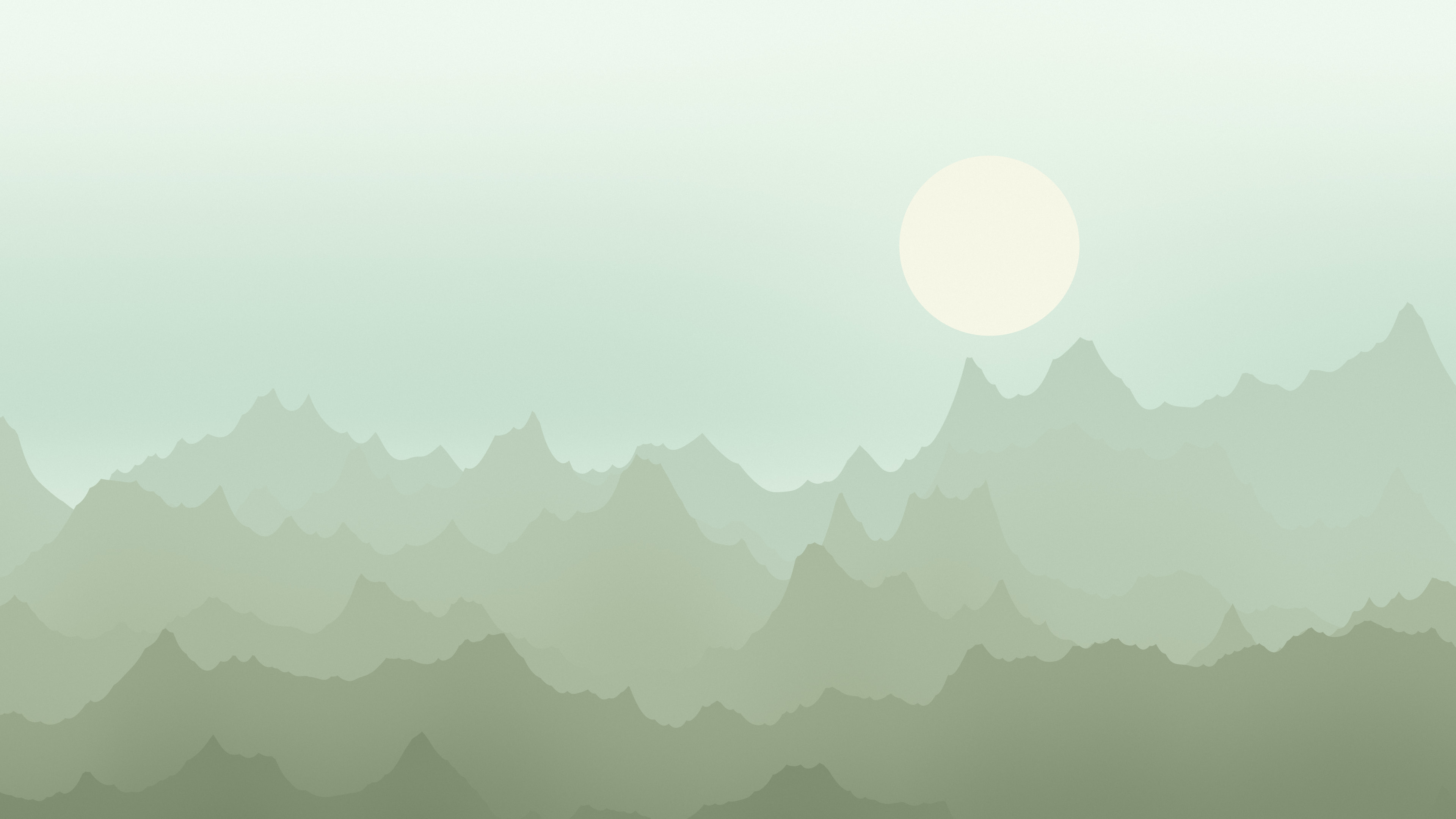 Sage Green Minimalist Mountain Landscape desktop wallpaper in 4K
