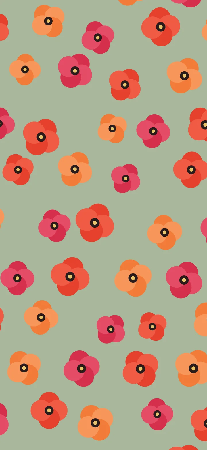 Sage Green Poppy Flower Pattern wallpaper for iPhone and Android