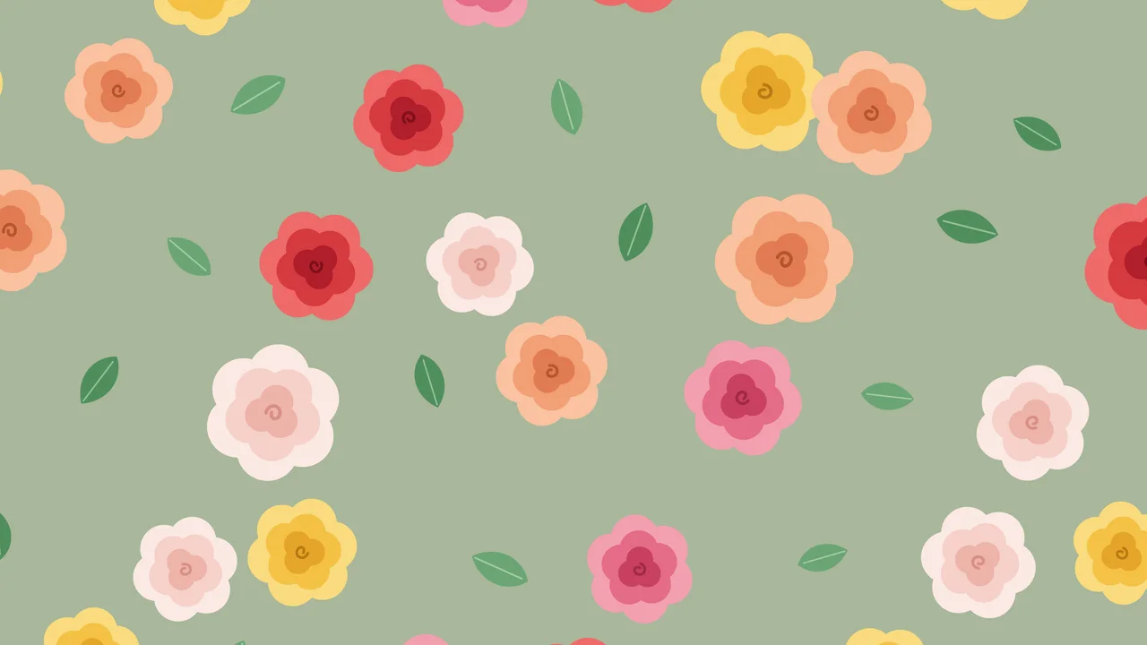 Sage Green Rose Pattern desktop wallpaper in 4K
