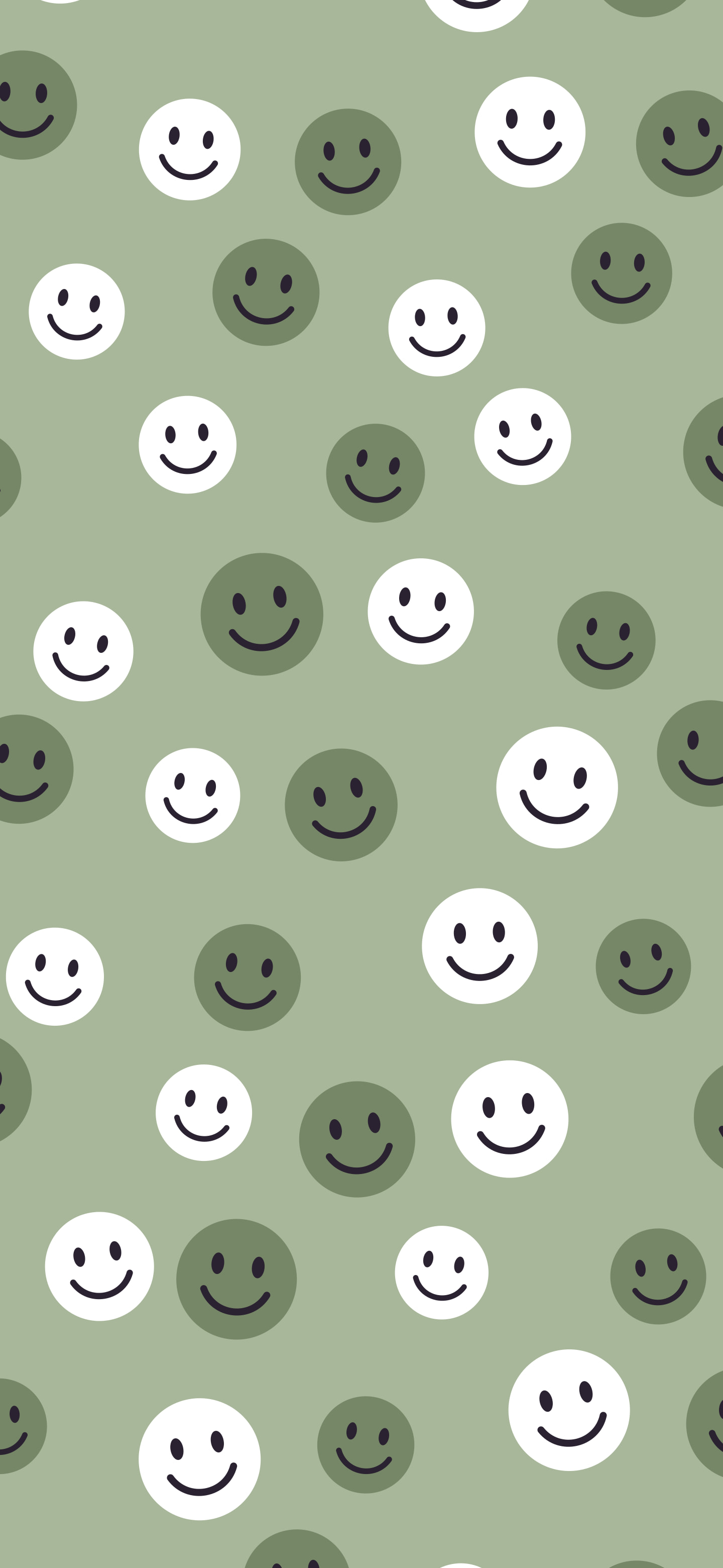 Sage Green Smiley Face Pattern wallpaper for iPhone and Android