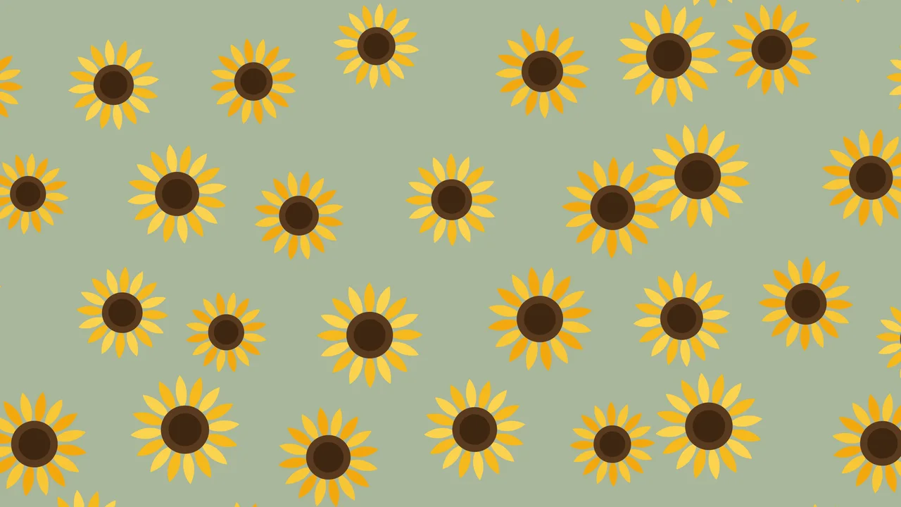 Sage Green Sunflower Pattern desktop wallpaper in 4K