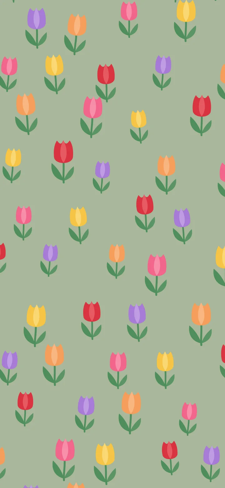Sage Green Tulip Pattern wallpaper for iPhone and Android