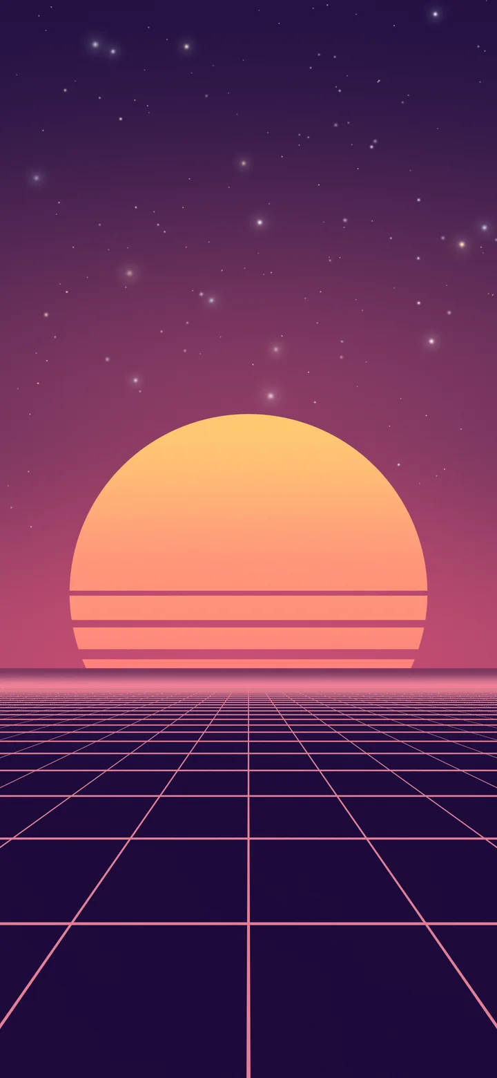 Synthwave Grid Sunset wallpaper for iPhone and Android