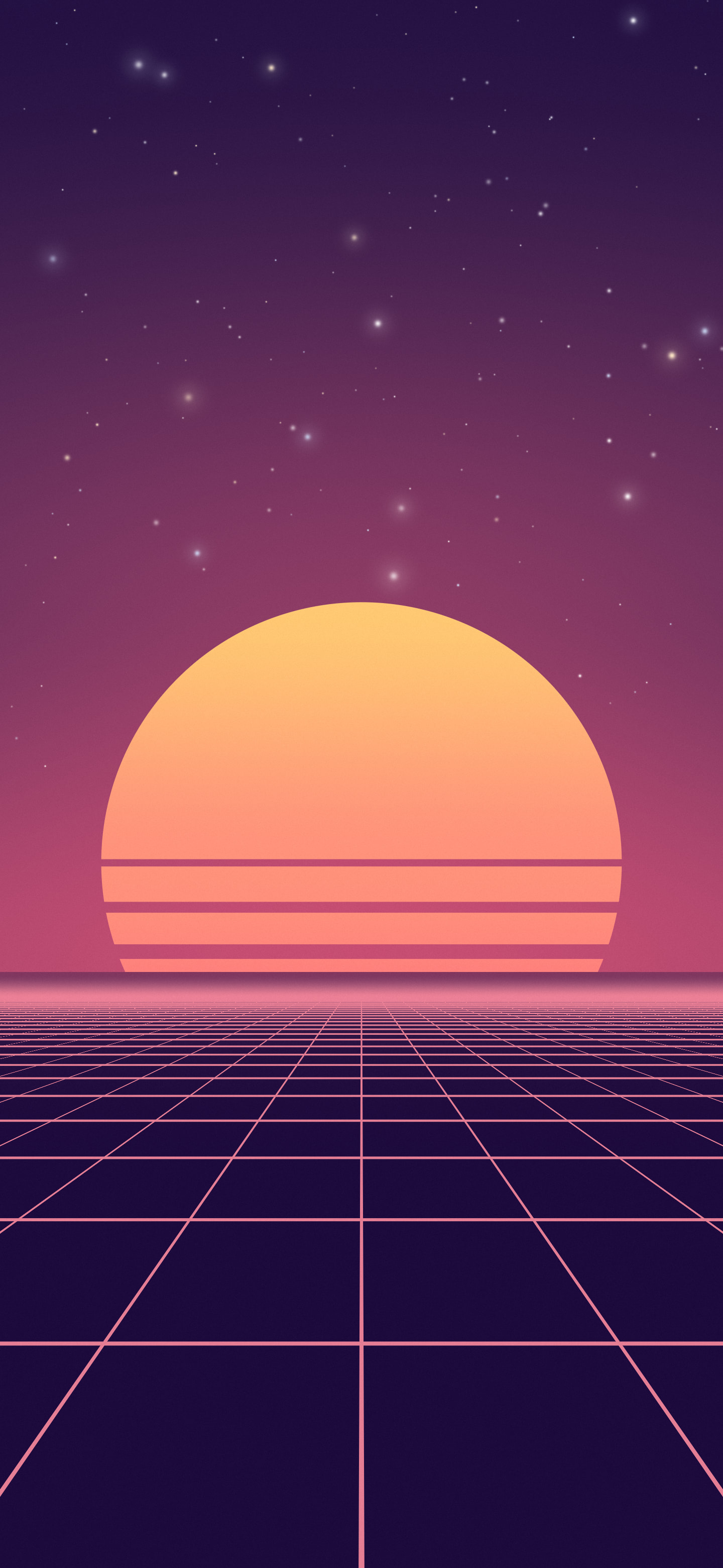 Synthwave Grid Sunset wallpaper for iPhone and Android