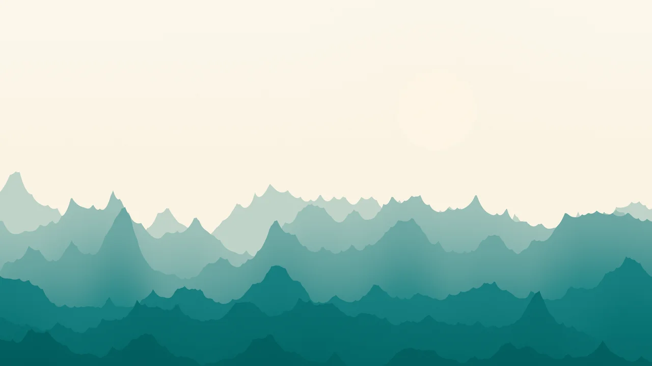 Teal and Cream Minimalist Mountain Landscape desktop wallpaper in 4K