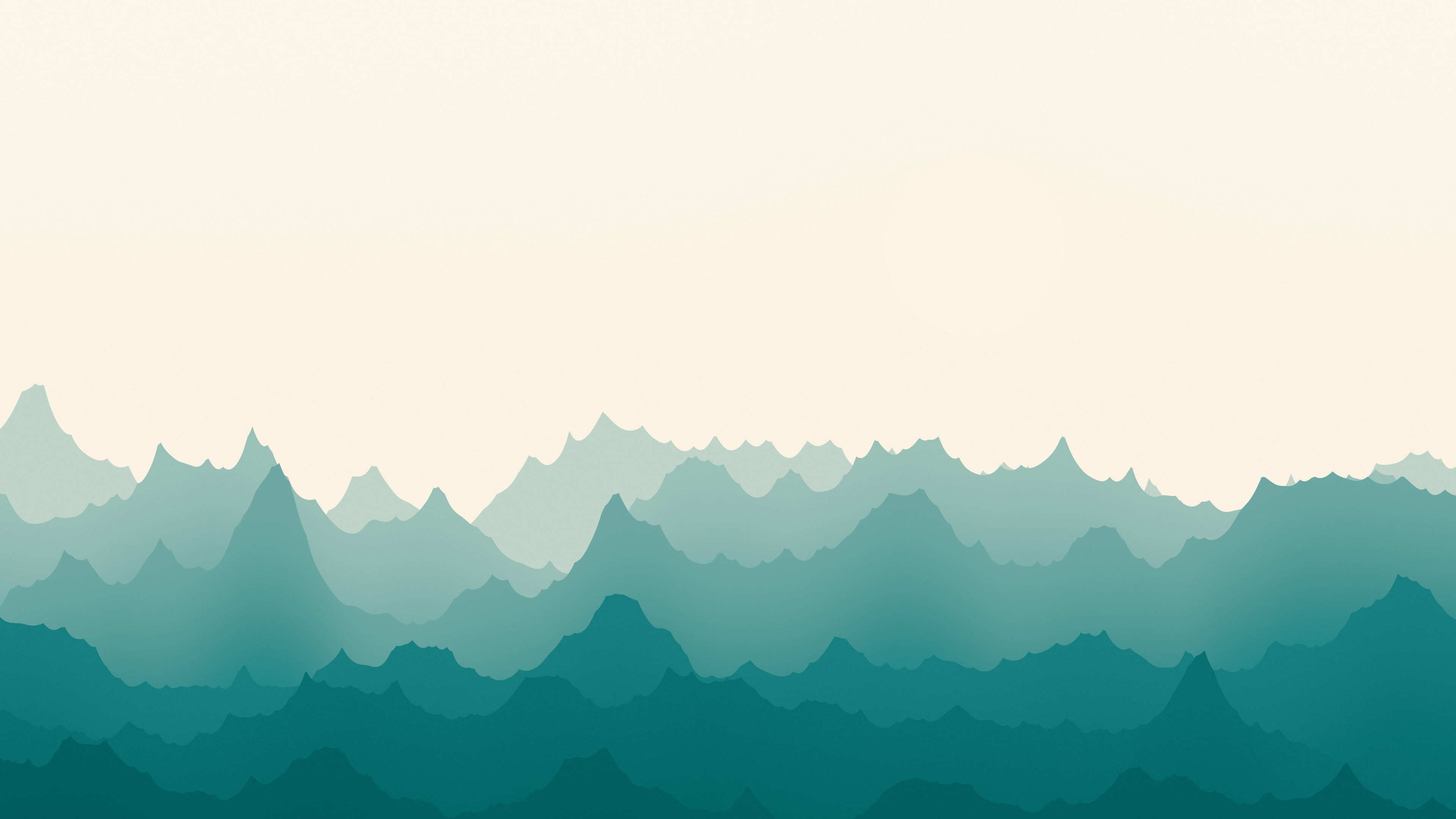 Teal and Cream Minimalist Mountain Landscape desktop wallpaper in 4K