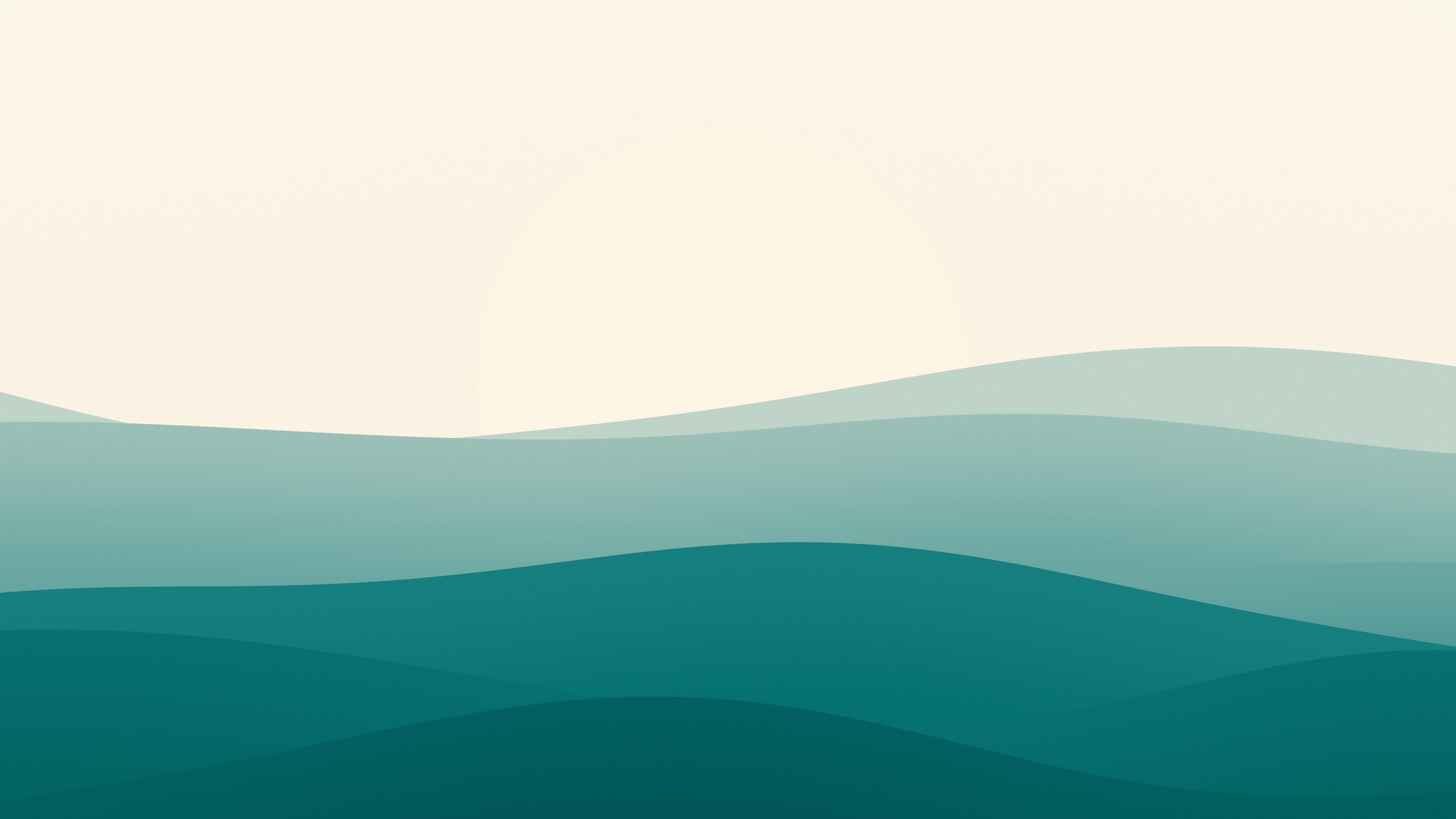 Teal and Cream Minimalist Sunset Hills desktop wallpaper in 4K