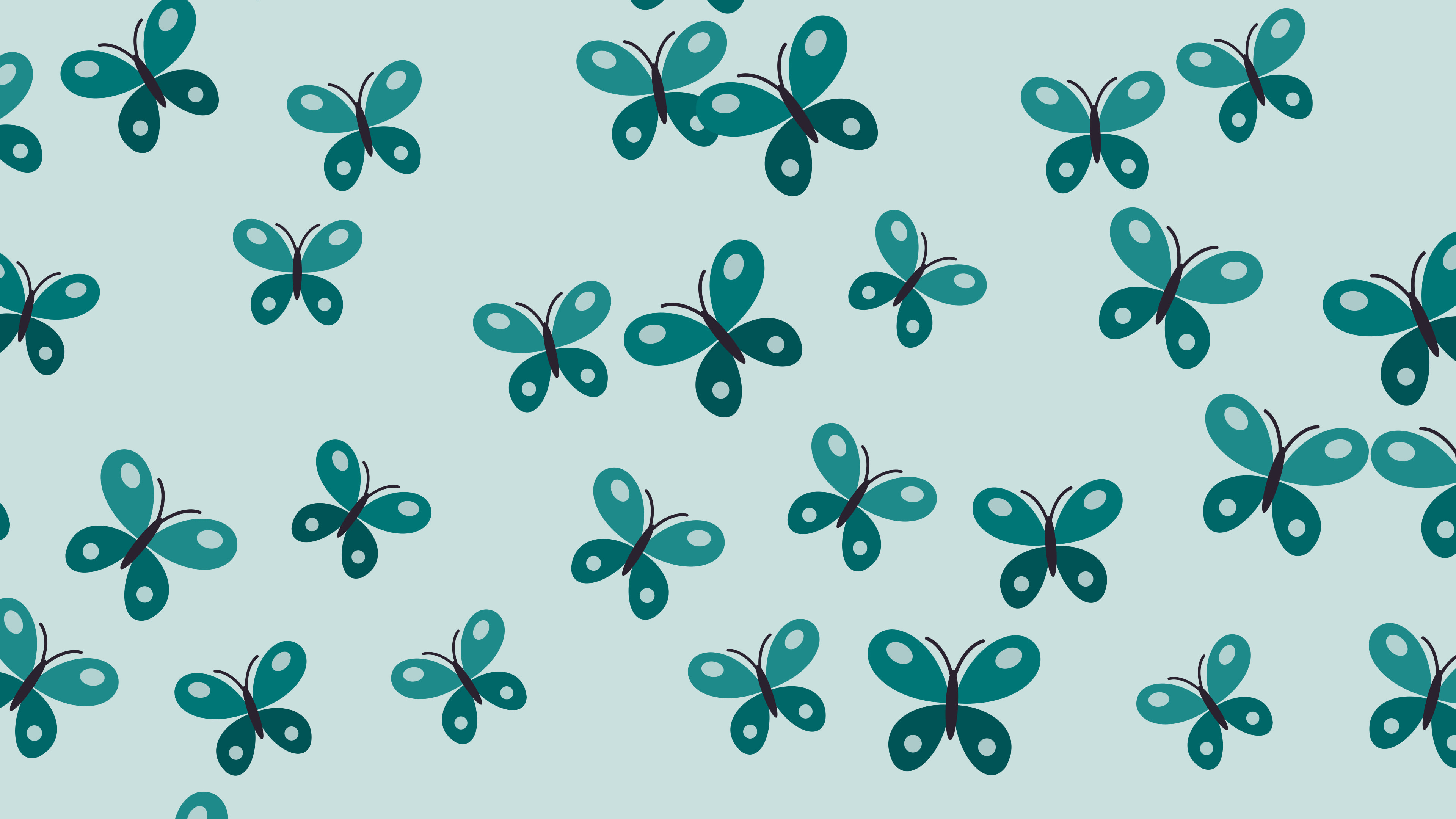 Teal Butterfly Pattern desktop wallpaper in 4K