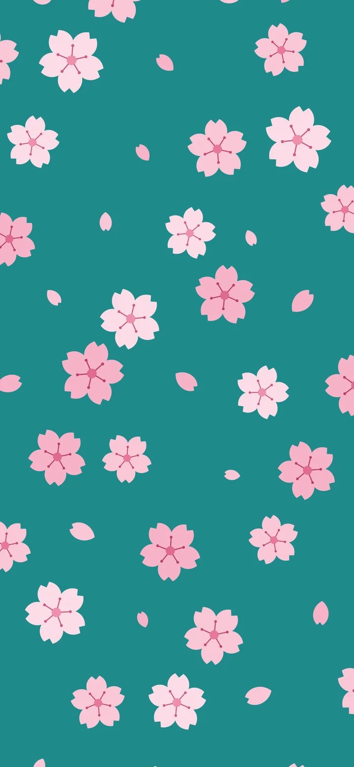 Teal Cherry Blossom Pattern wallpaper for iPhone and Android