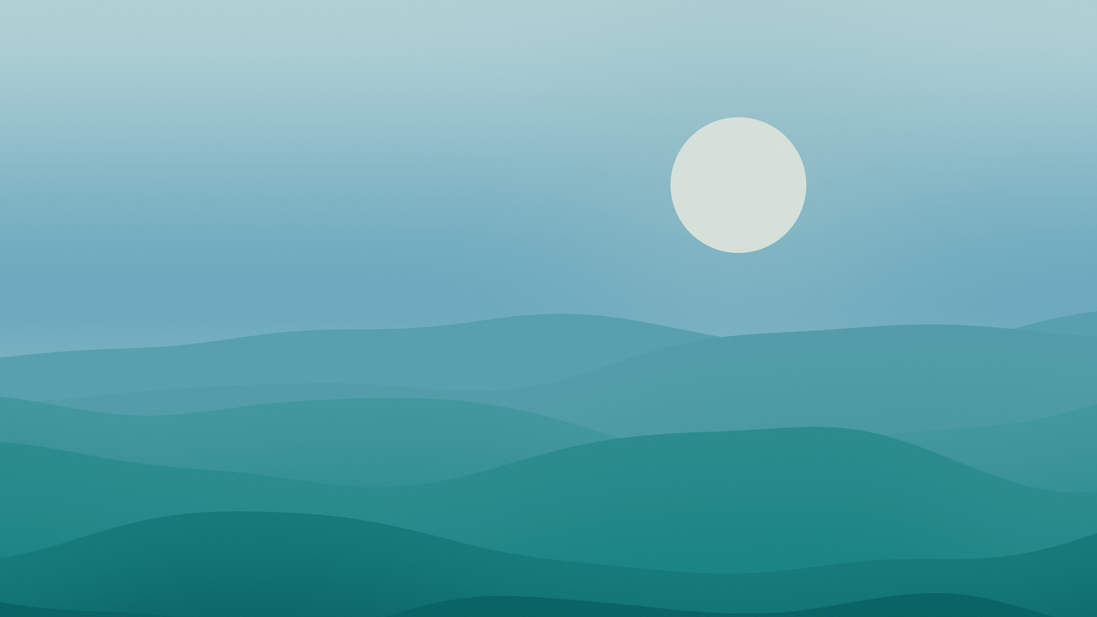 Teal Minimalist Desert Dunes desktop wallpaper in 4K