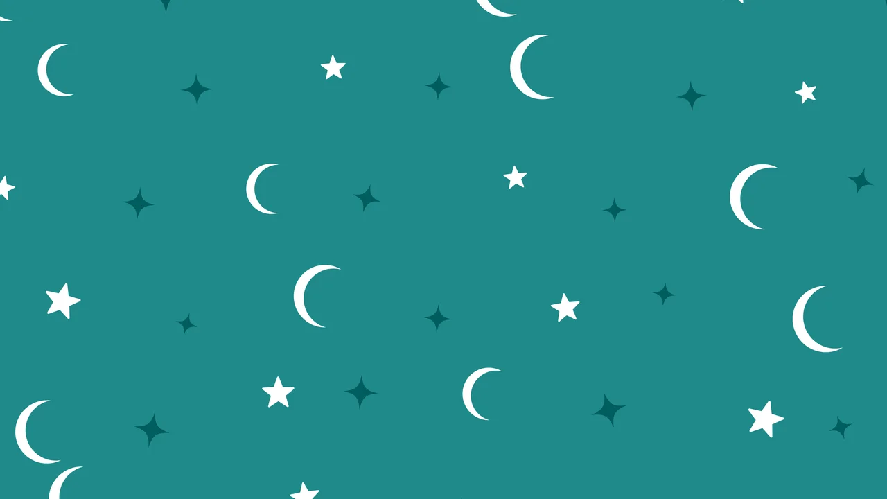 Teal Moon and Stars Pattern desktop wallpaper in 4K