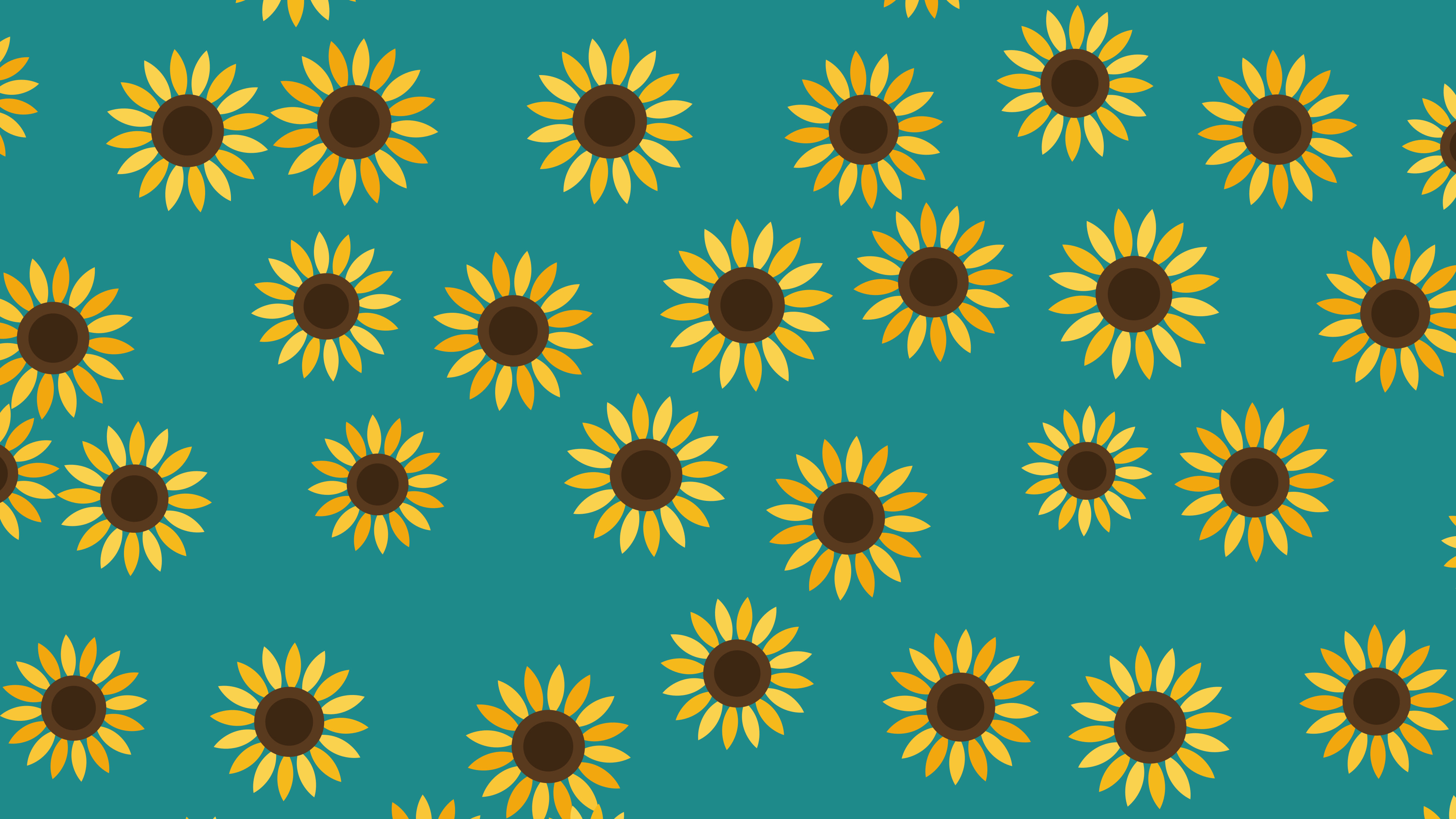 Teal Sunflower Pattern desktop wallpaper in 4K