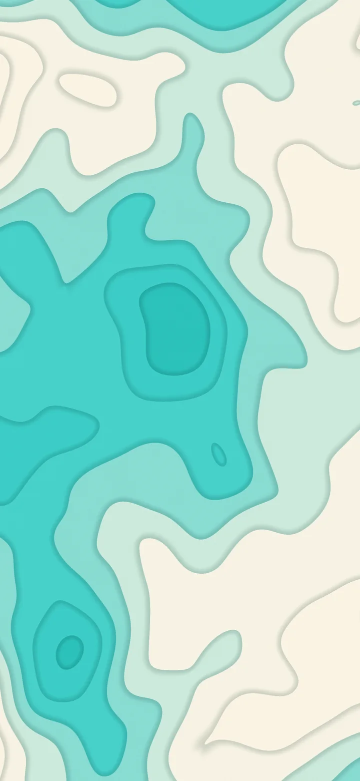 Turquoise and Cream Layered Topographic wallpaper for iPhone and Android