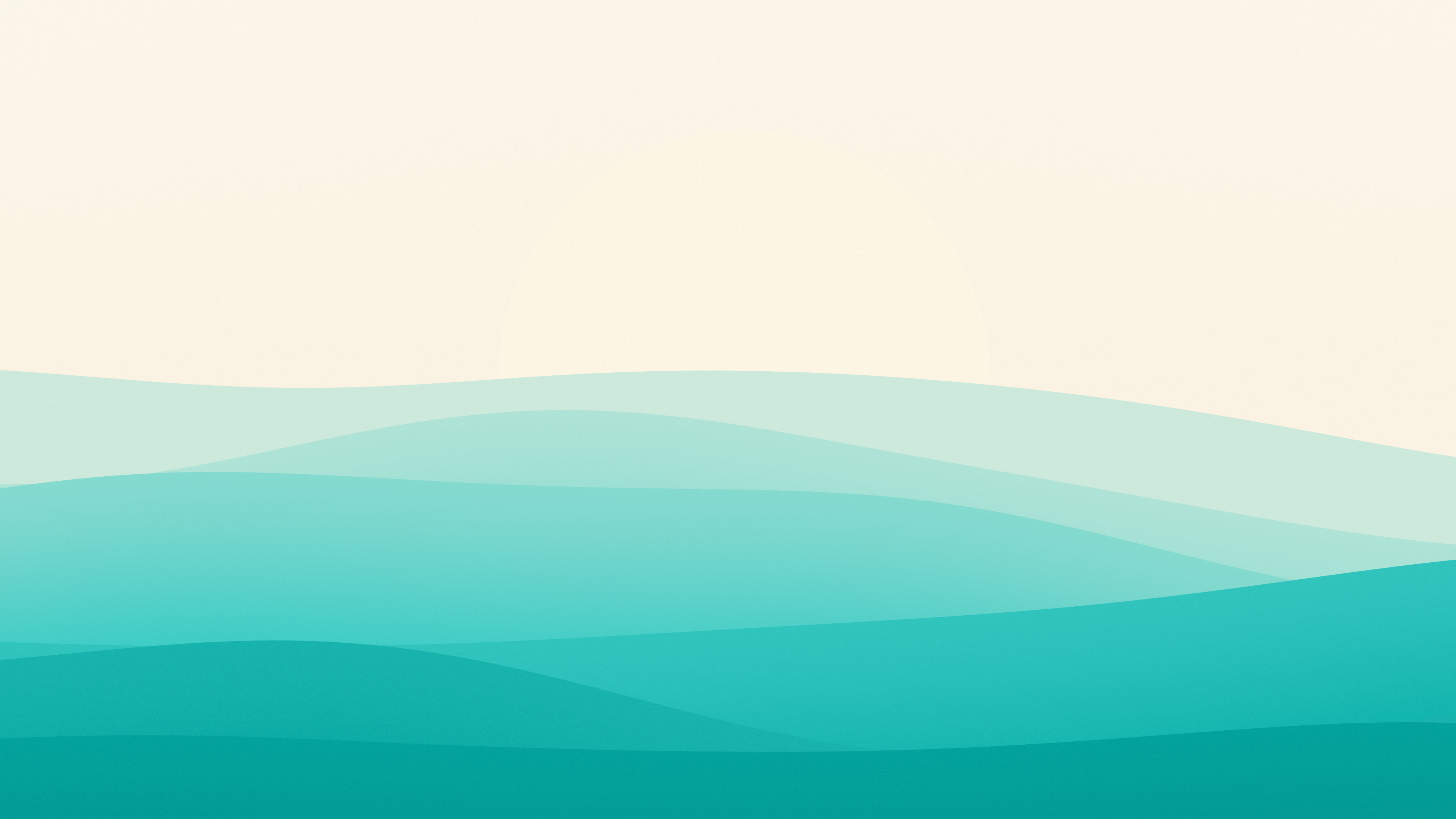 Turquoise and Cream Minimalist Sunset Hills desktop wallpaper in 4K