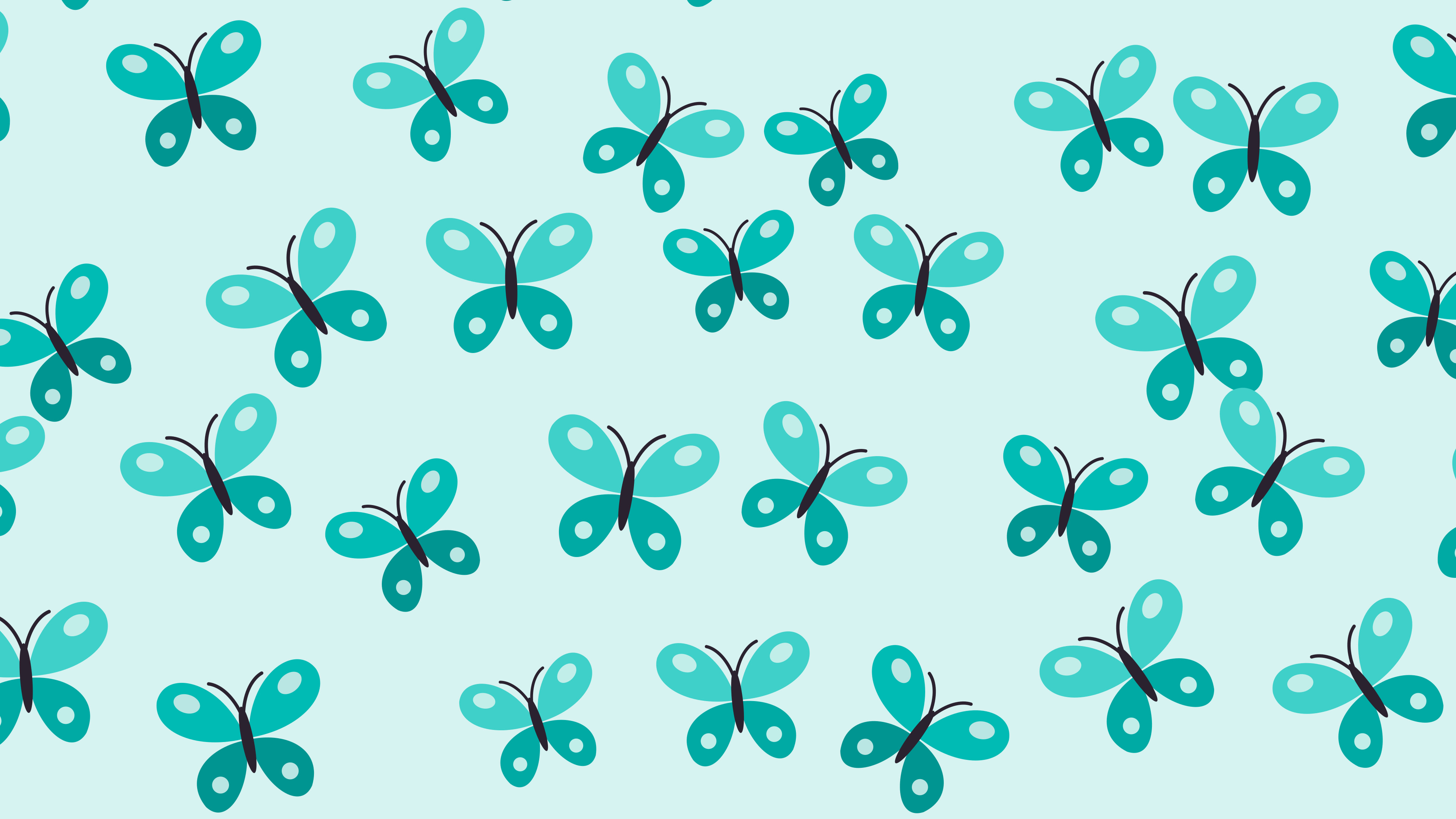 Turquoise Butterfly Pattern desktop wallpaper in 4K