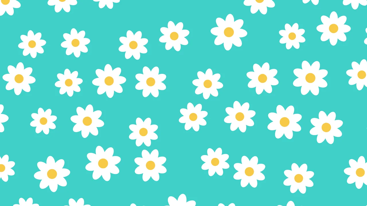 Turquoise Daisy Flower Pattern desktop wallpaper in 4K