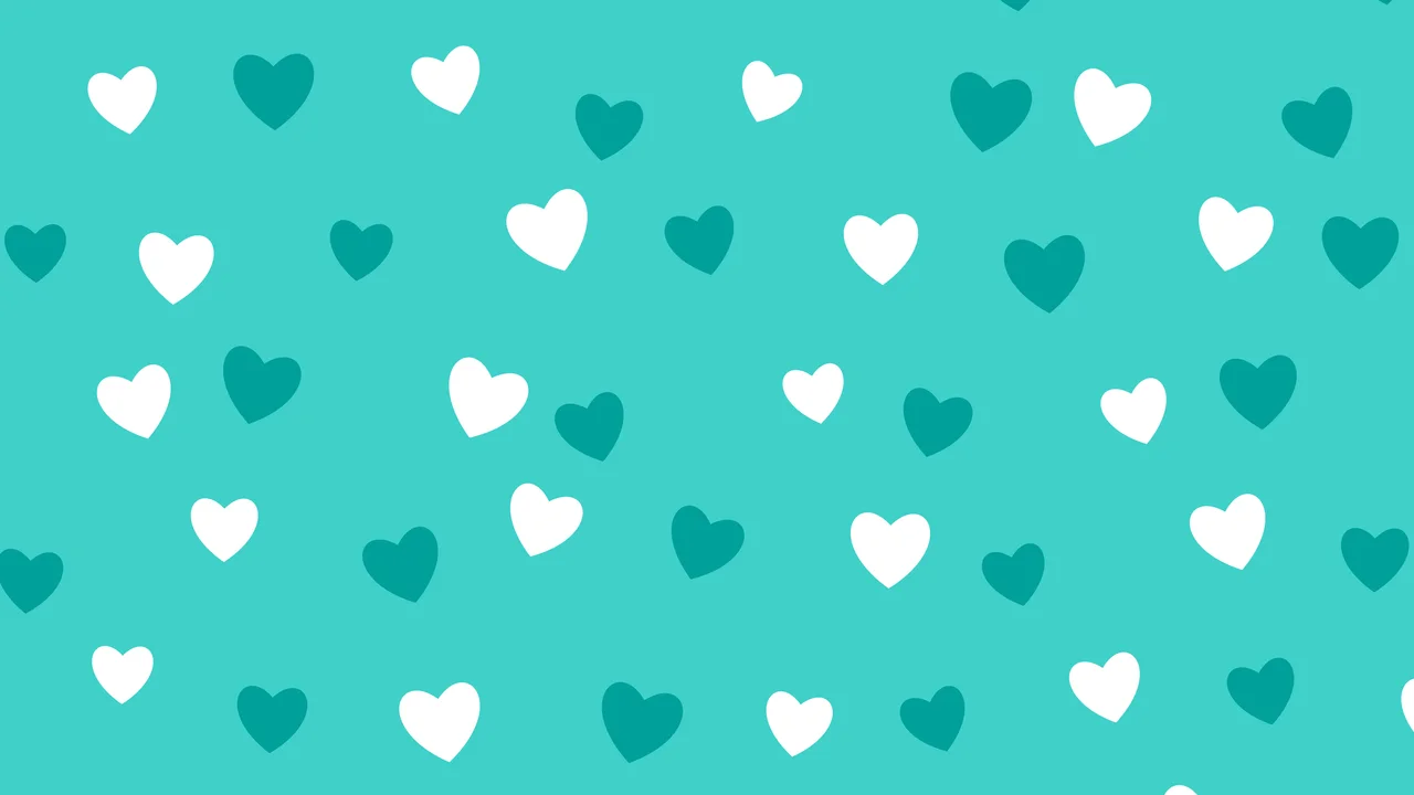 Turquoise Heart Pattern desktop wallpaper in 4K