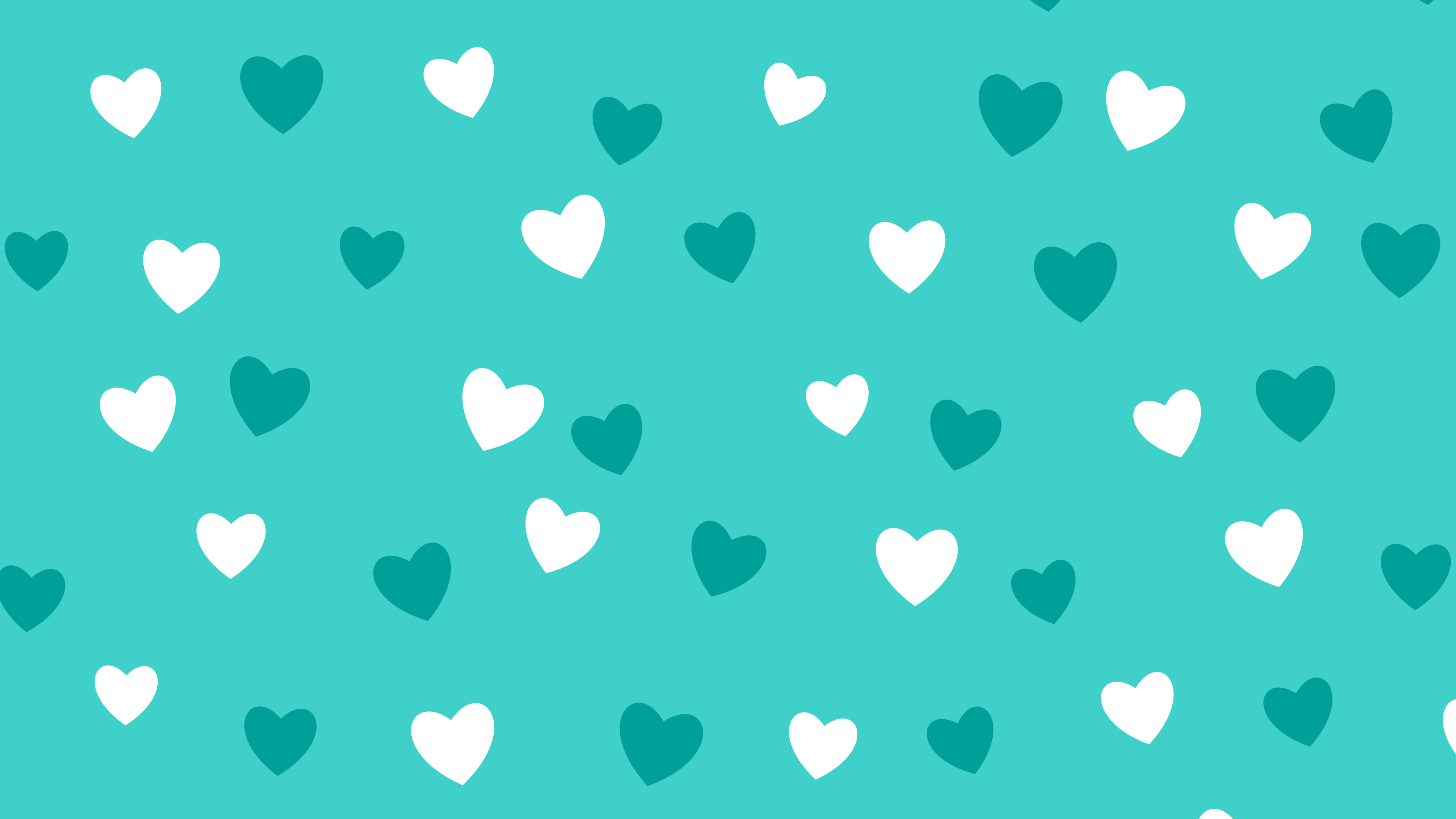 Turquoise Heart Pattern desktop wallpaper in 4K