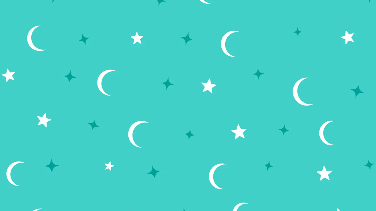 Turquoise Moon and Stars Pattern desktop wallpaper in 4K