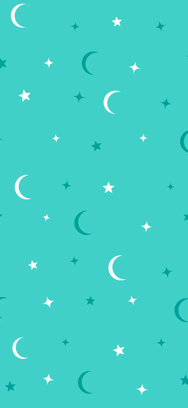 Turquoise Moon and Stars Pattern wallpaper for iPhone and Android