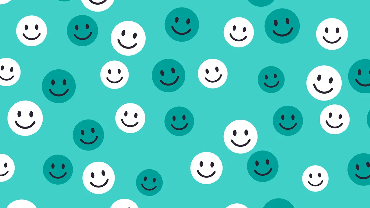 Turquoise Smiley Face Pattern desktop wallpaper in 4K