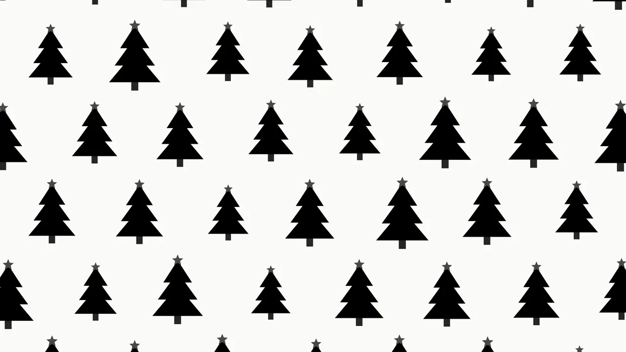 White and Black Christmas Tree Pattern desktop wallpaper in 4K