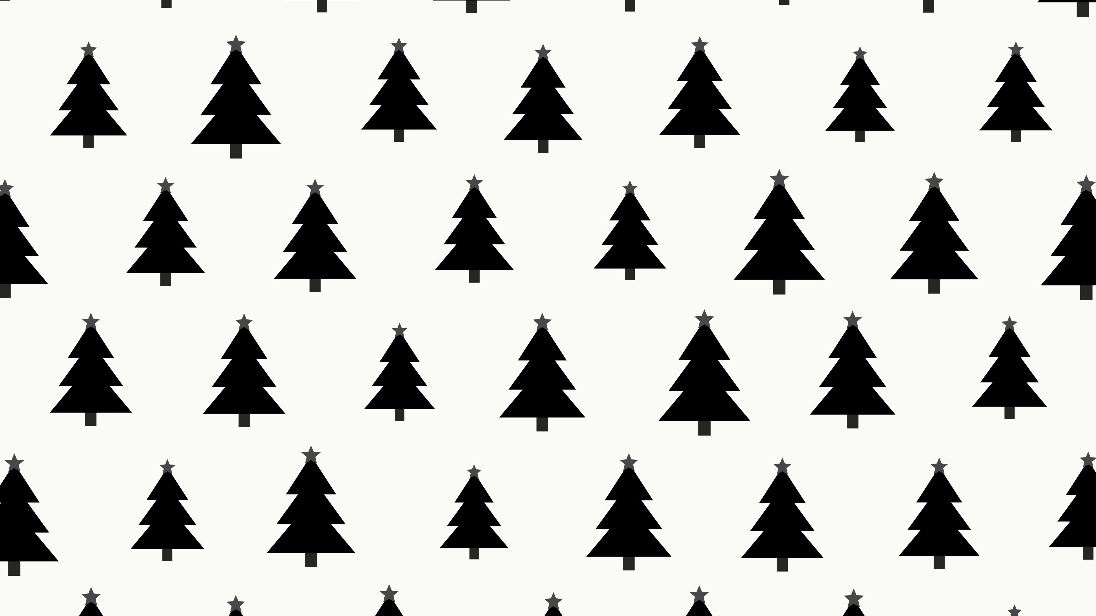 White and Black Christmas Tree Pattern desktop wallpaper in 4K